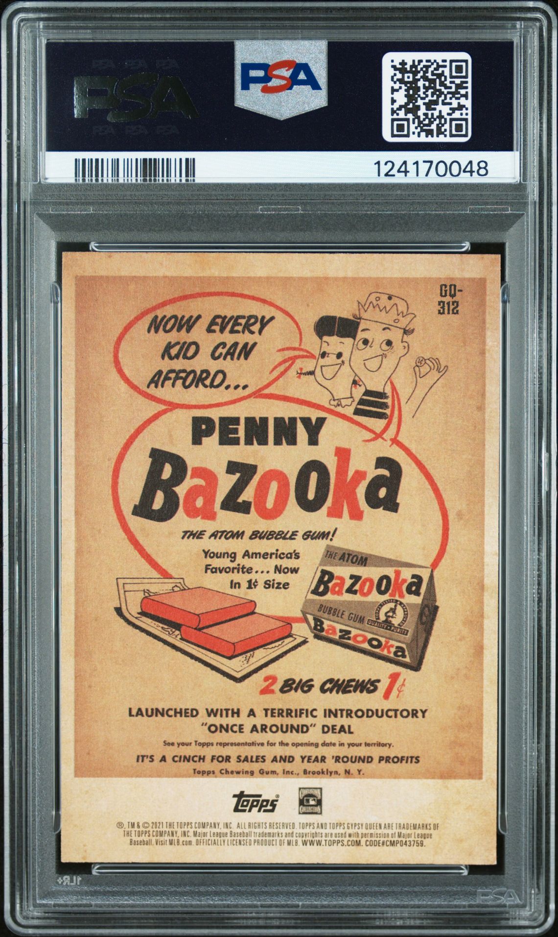 2021 Topps Gypsy Queen Willie Mays #312 (Sp-Bazooka Back) Mint 9 back