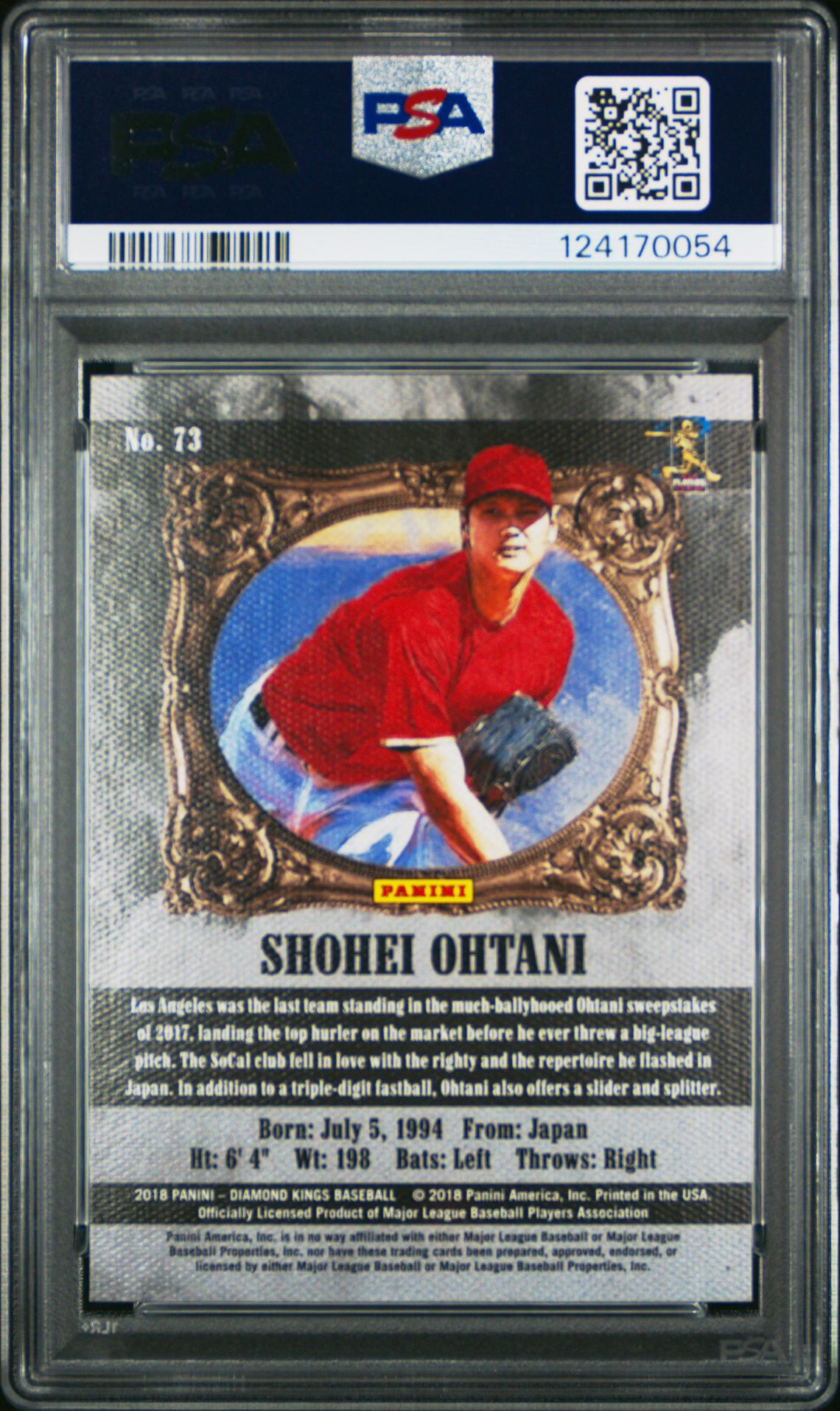 2018 Panini Diamond Kings Shohei Ohtani #73 (Name In Japanese) Mint 9 back