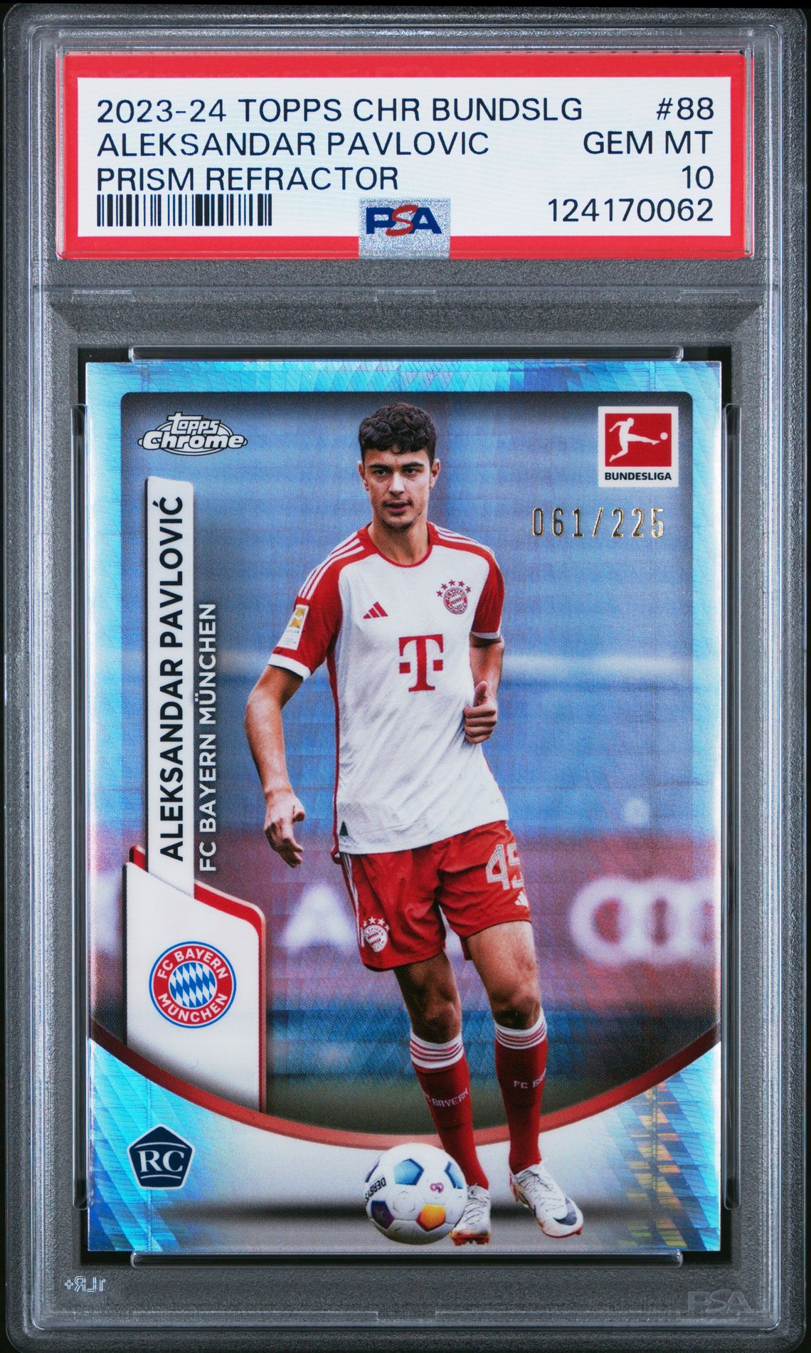 2023-24 Topps Chrome Bundesliga Aleksandar Pavlovic #88 (Prism Refractor) Gem Mt 10 front