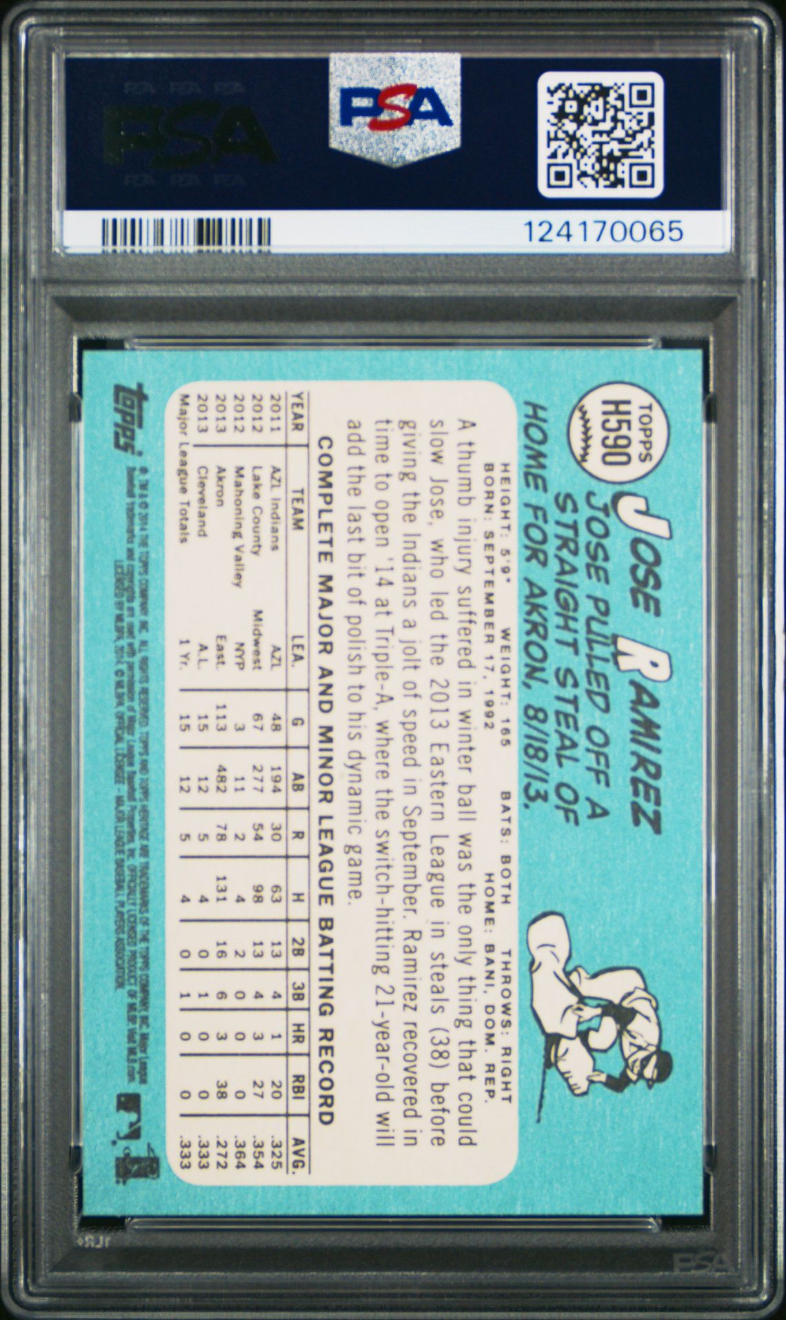 2014 Topps Heritage Jose Ramirez #H590 Gem Mt 10 back