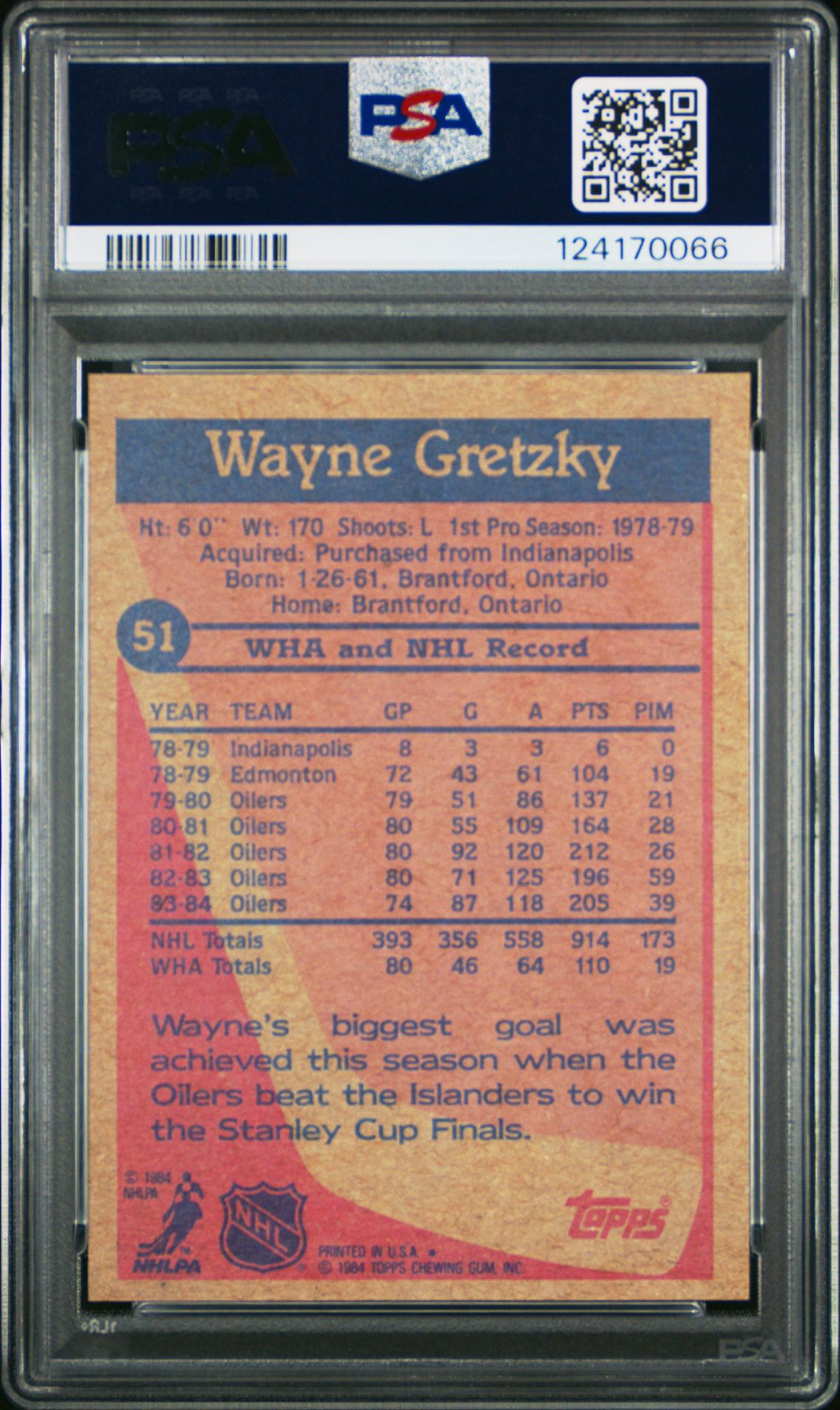 1984 Topps Wayne Gretzky #51 Nm-Mt 8 back