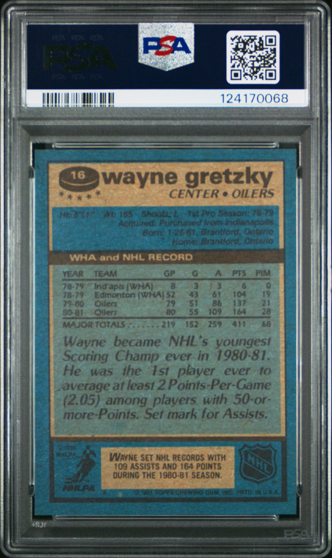1981 Topps Wayne Gretzky #16 Nm-Mt 8 back