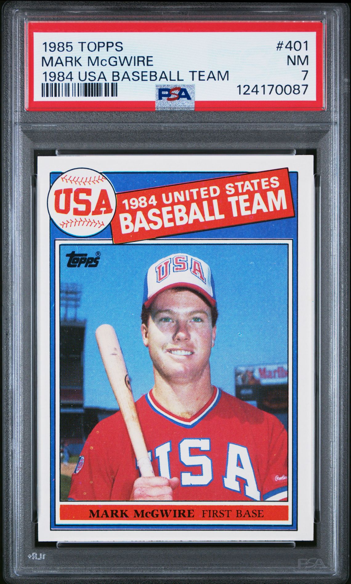 1985 Topps Mark Mcgwire #401 (1984 Usa Baseball Team) Nm 7 front