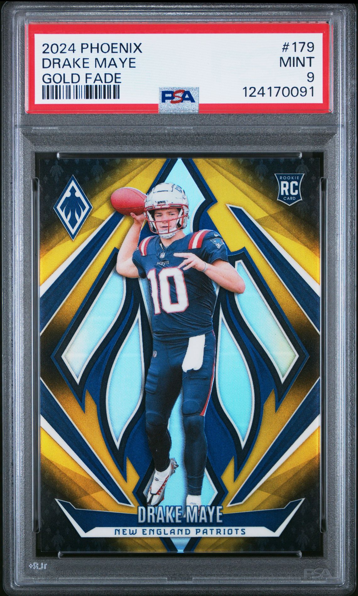 2024 Panini Phoenix Drake Maye #179 (Gold Fade) Mint 9 front