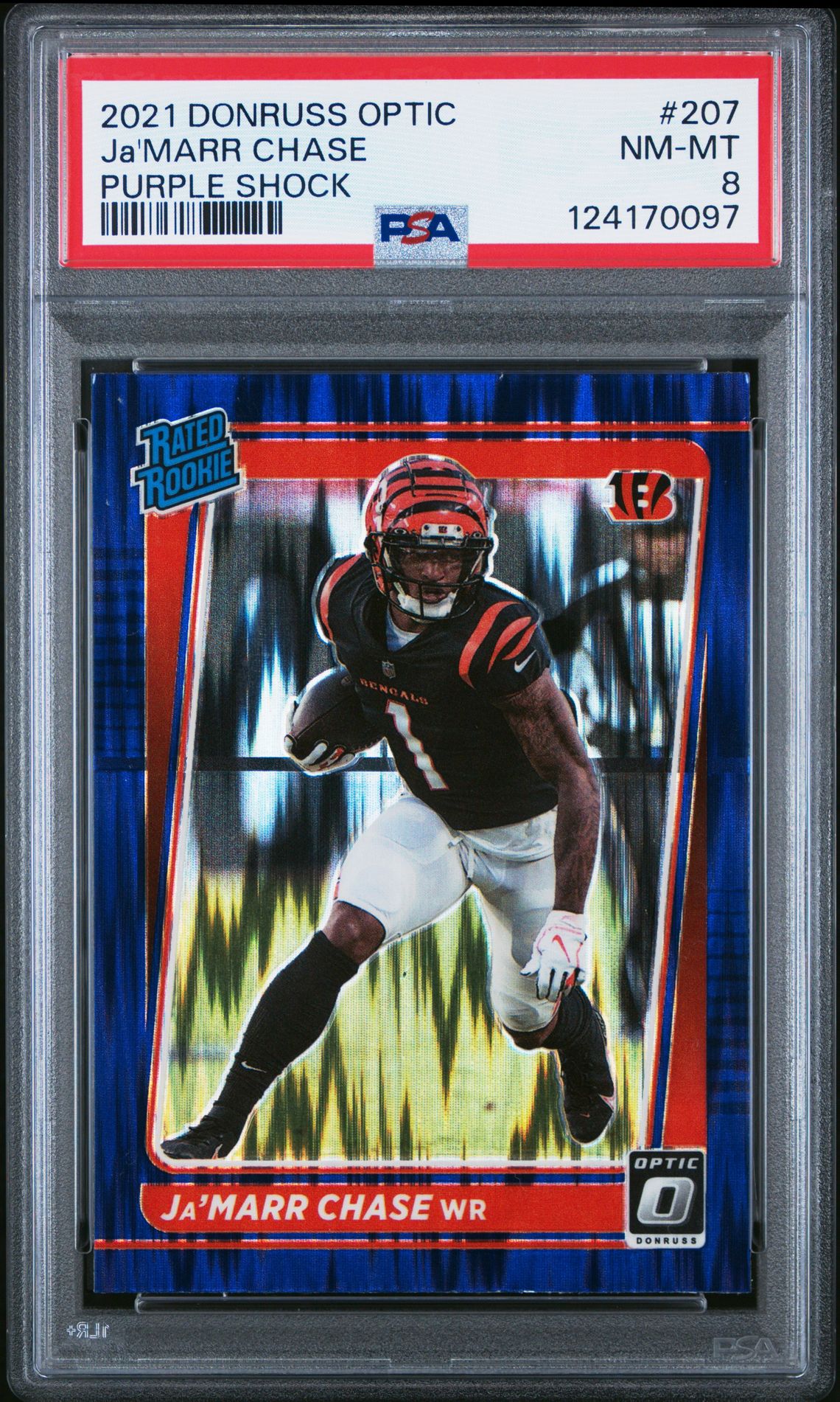 2021 Panini Donruss Optic Ja'marr Chase #207 (Purple Shock) Nm-Mt 8 front