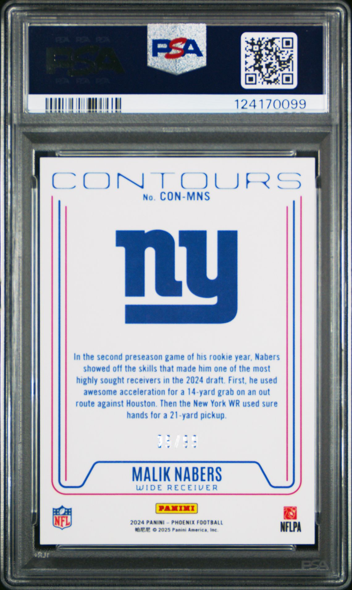 2024 Panini Phoenix Contours Malik Nabers #Conmns (Contours-Red) Gem Mt 10 back