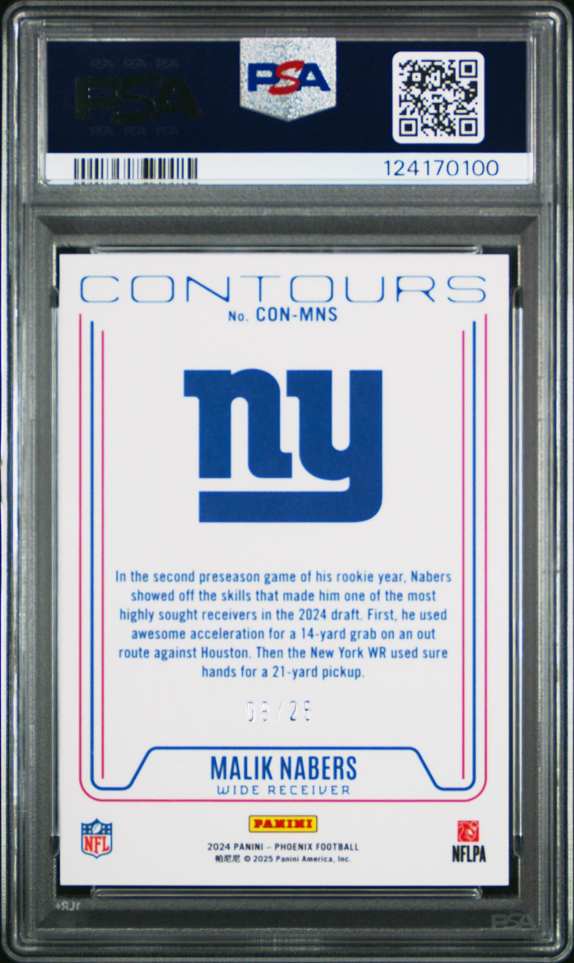 2024 Panini Phoenix Contours Malik Nabers #Conmns (Contours-Green) Gem Mt 10 back