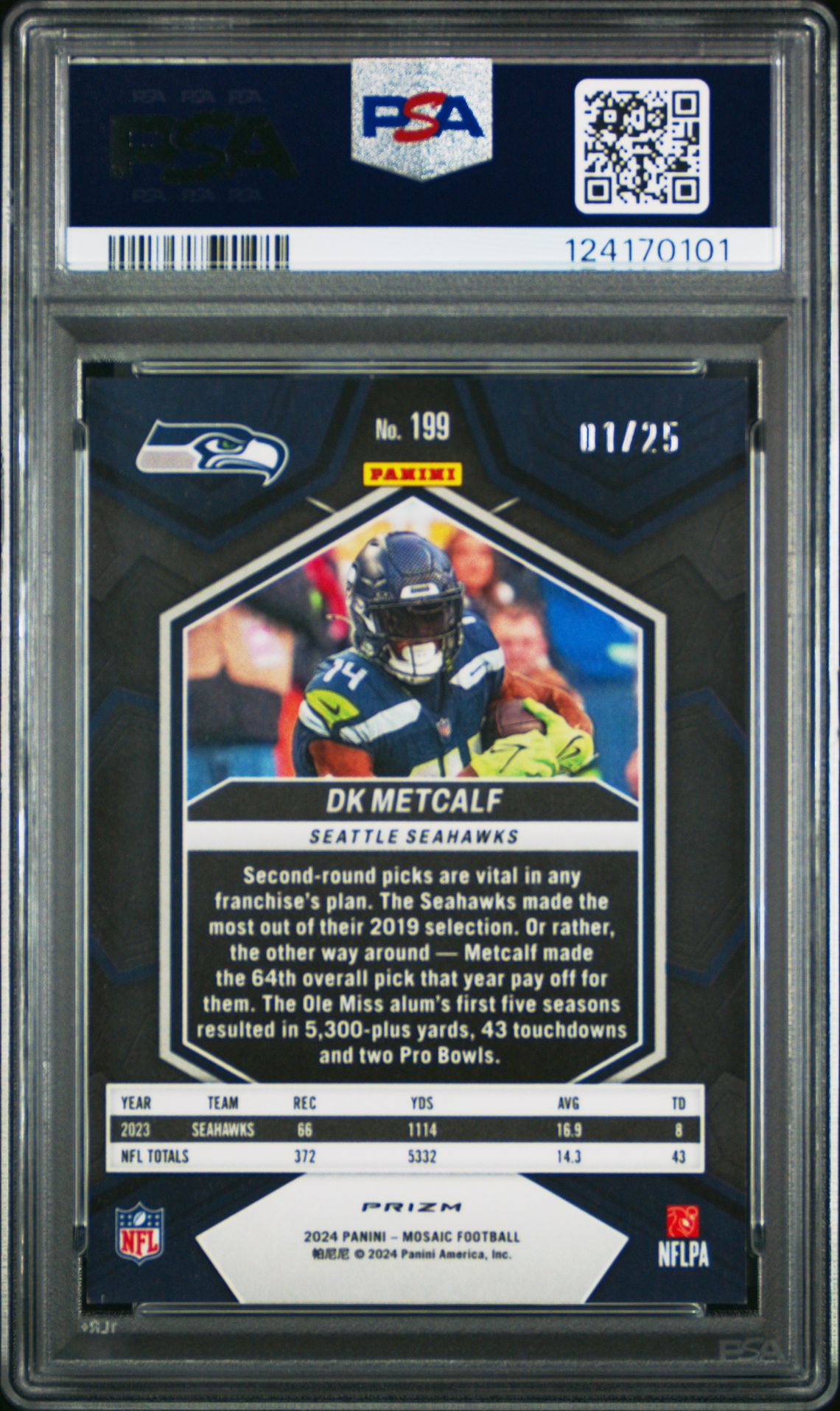 2024 Panini Mosaic Dk Metcalf #199 (White) Mint 9 back