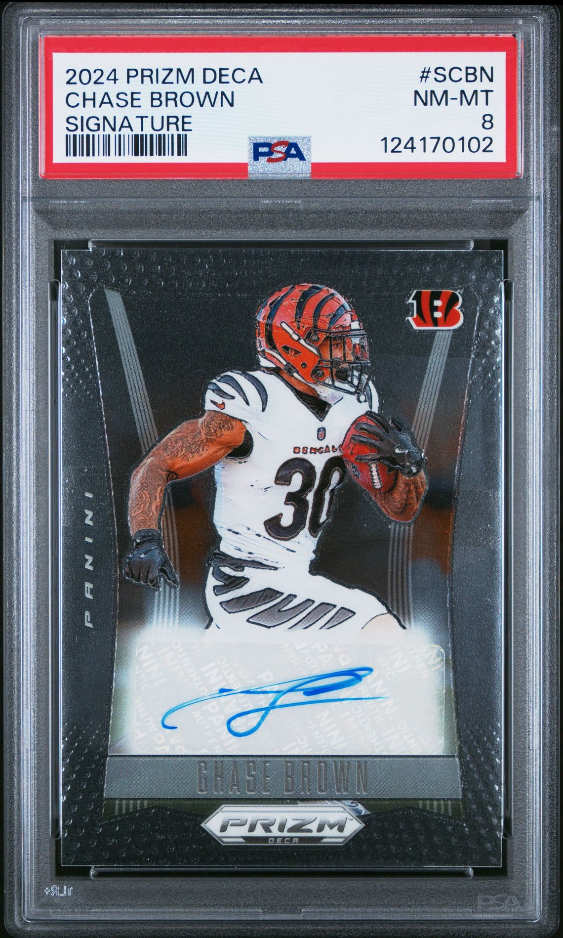 2024 Panini Prizm Deca Signatures Chase Brown #Scbn Nm-Mt 8 front