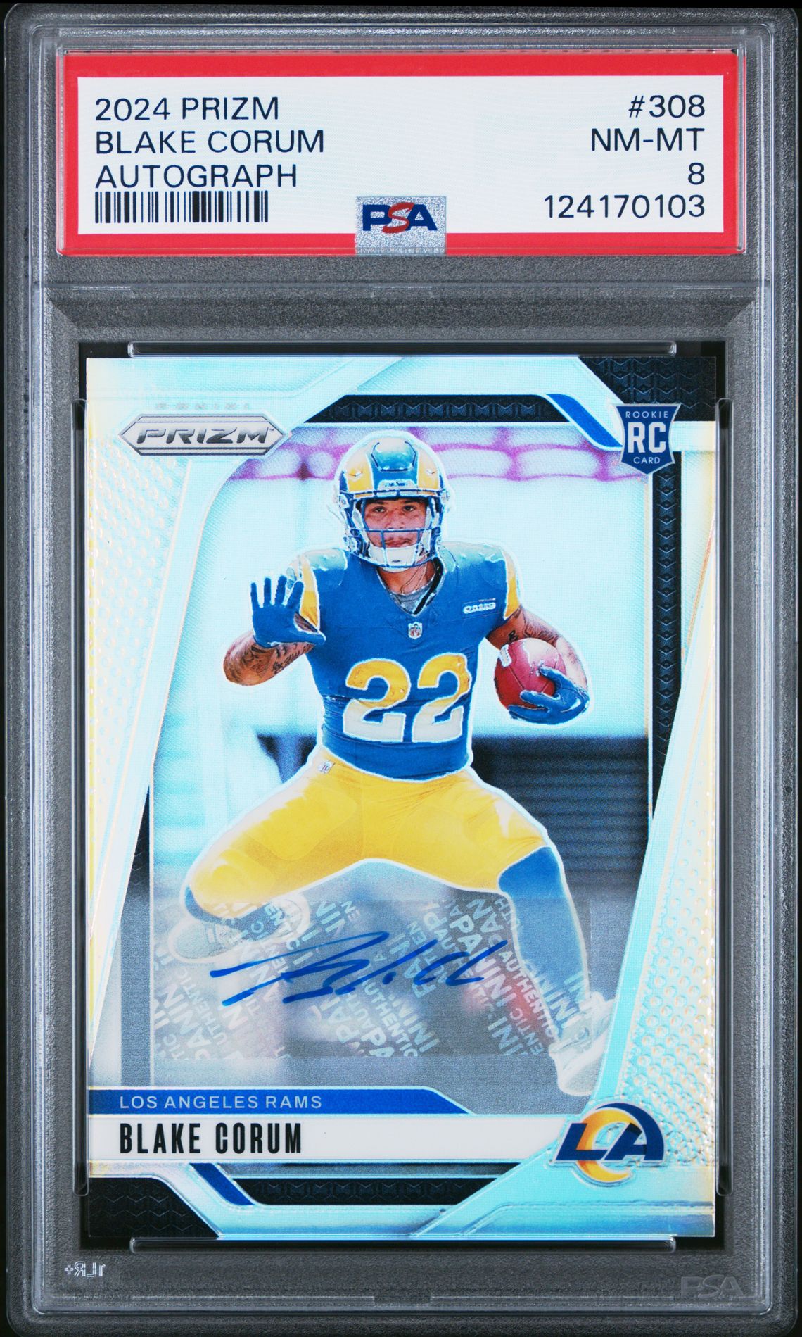 2024 Panini Prizm Blake Corum #308 (Autograph) Nm-Mt 8 front