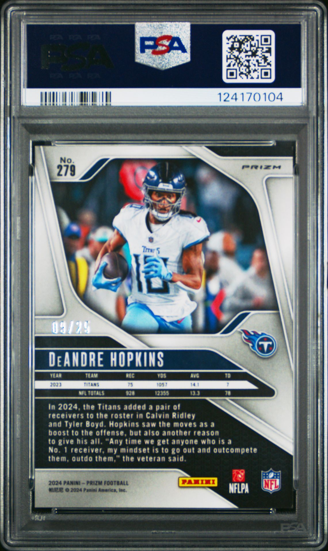 2024 Panini Prizm Deandre Hopkins #279 (Navy Camo) Mint 9 back