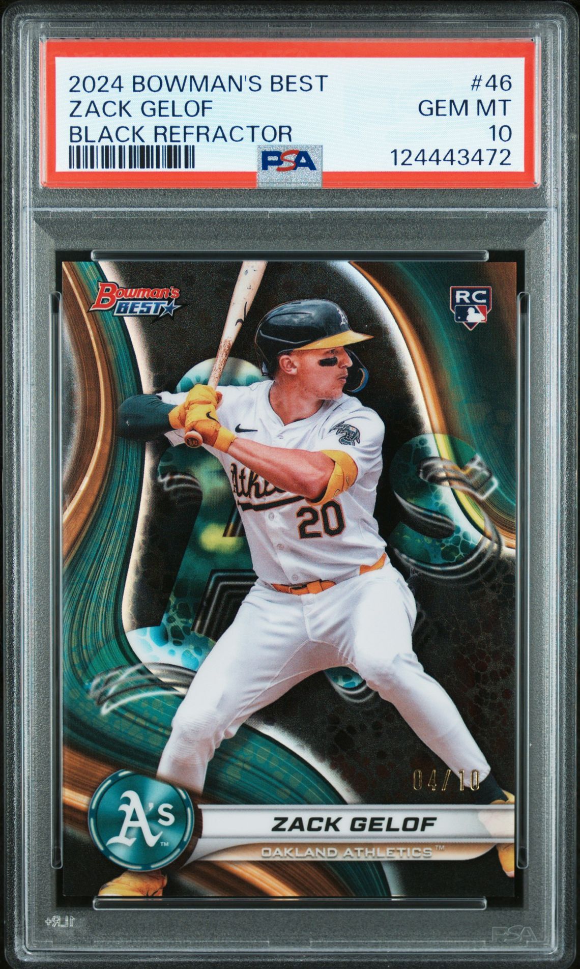 2024 Bowman's Best Zack Gelof #46 (Black Refractor) Gem Mt 10 front