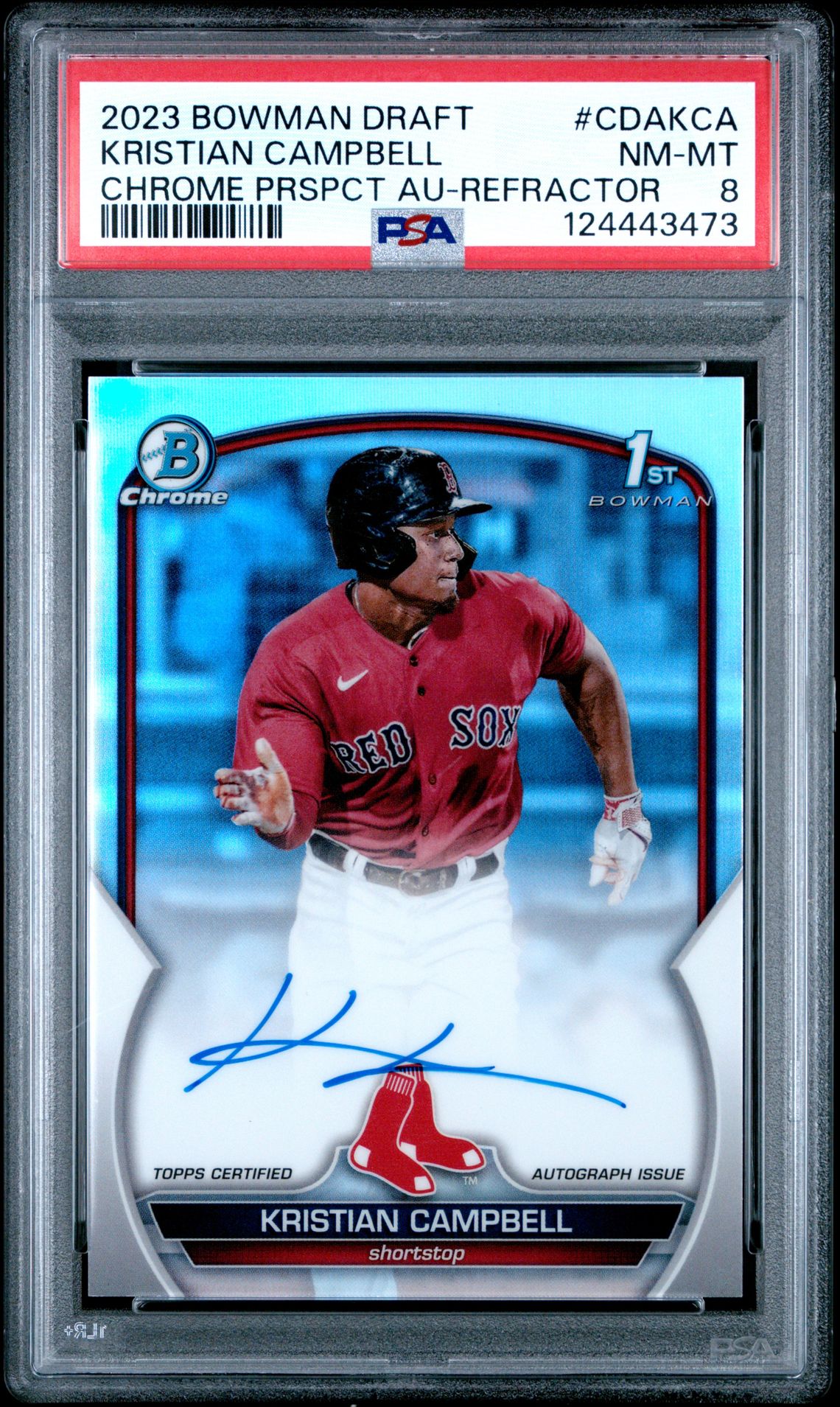 2023 Bowman Draft Chrome Prospect Autograph Kristian Campbell #Cdakca (Chrome Prspct Au-Refractor) Nm-Mt 8 front