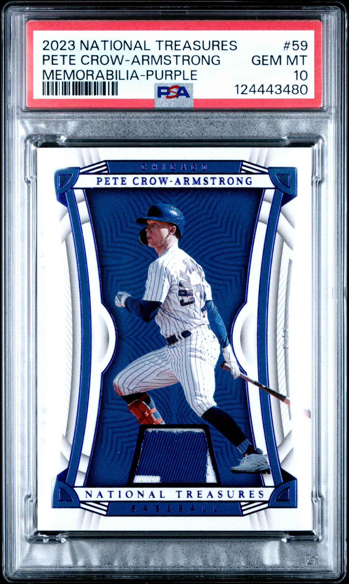2023 Panini National Treasures Pete Crow-Armstrong #59 (Memorabilia-Purple) Gem Mt 10 front