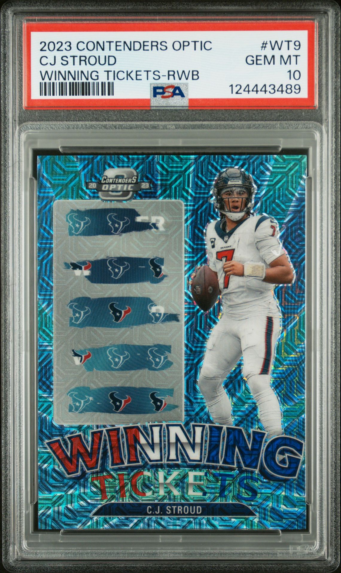 2023 Panini Contenders Optic Winning Tickets Cj Stroud #Wt9 (Winning Tickets-Rwb) Gem Mt 10 front