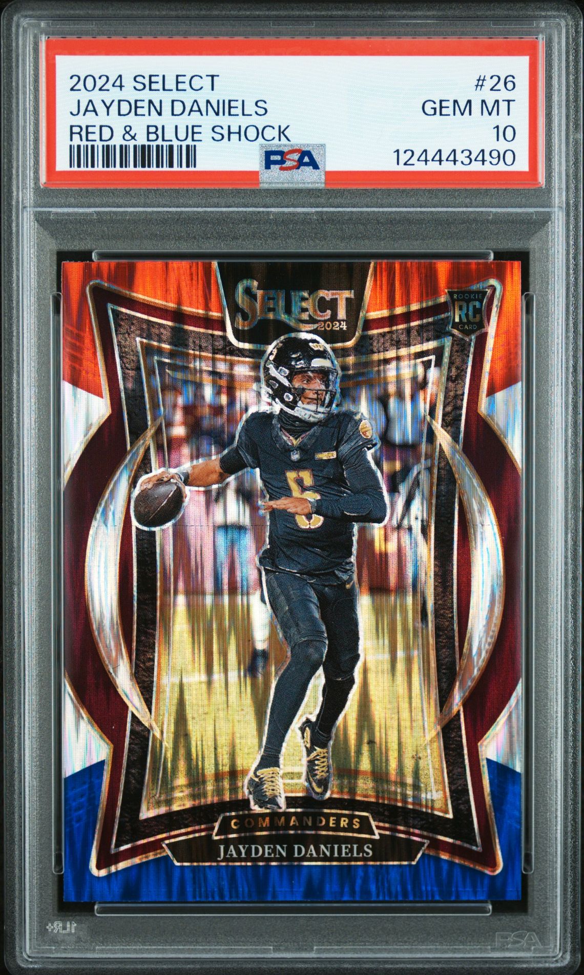2024 Panini Select Jayden Daniels #26 (Red & Blue Shock) Gem Mt 10 front