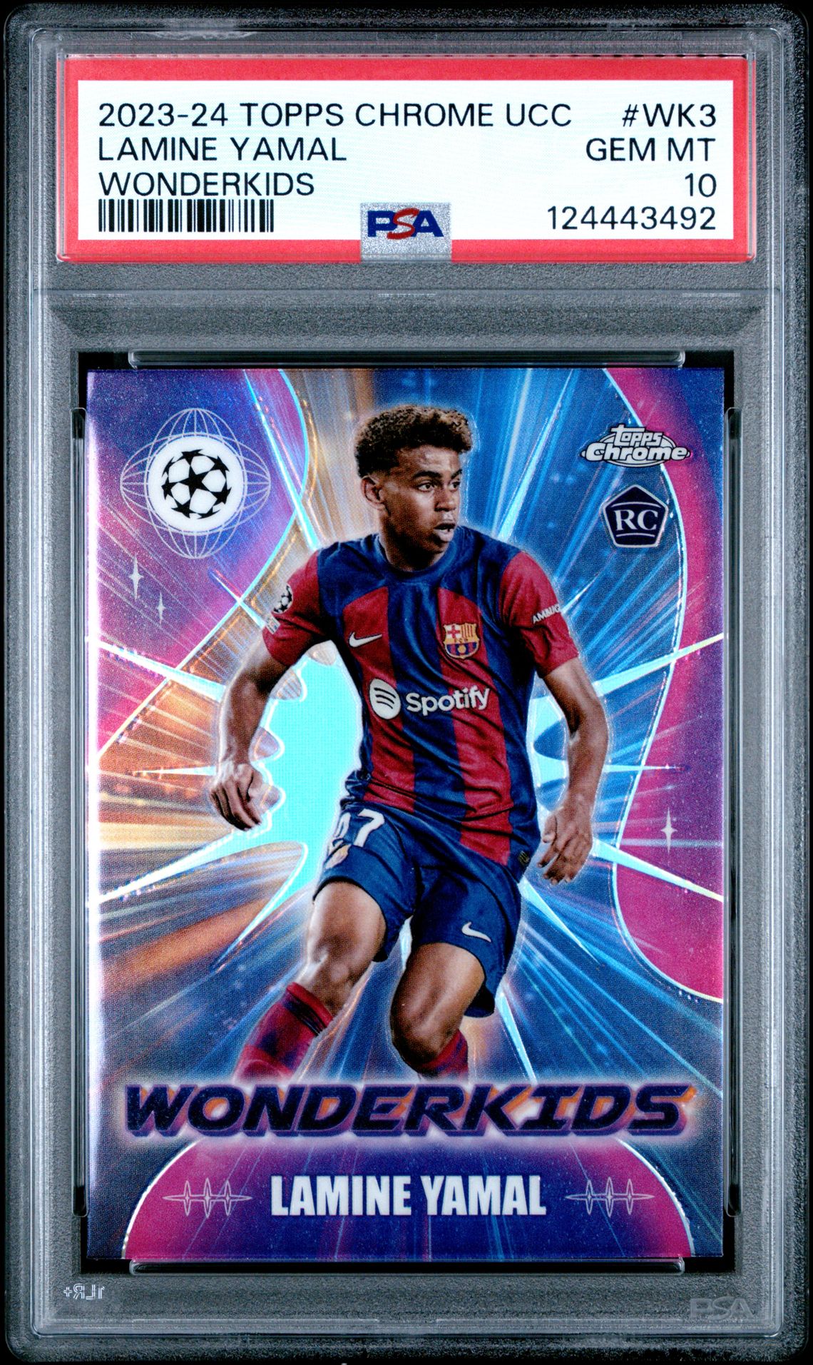2023-24 Topps Chrome Uefa Club Competitions Wonderkids Lamine Yamal #Wk3 Gem Mt 10 front