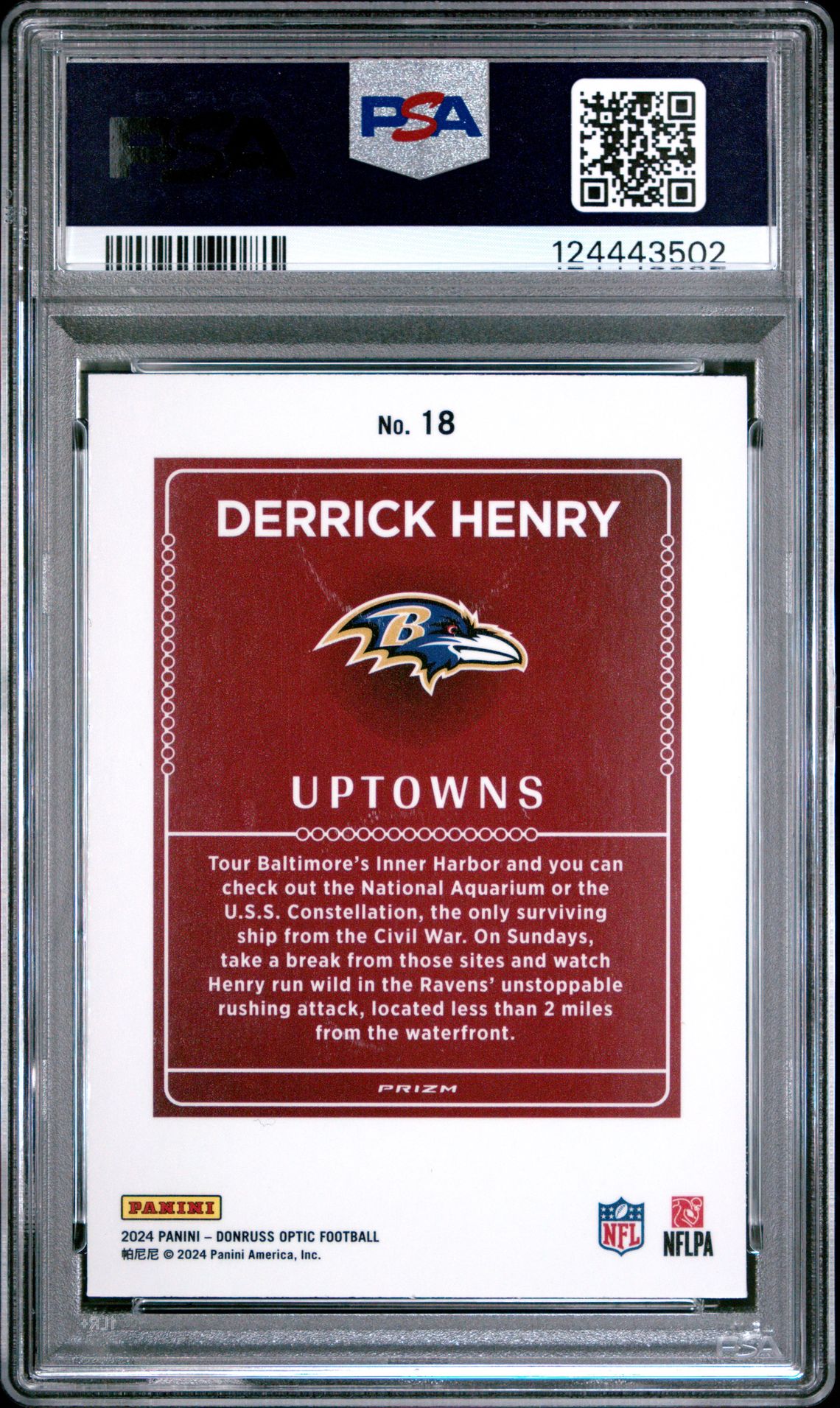 2024 Panini Donruss Optic Uptowns Derrick Henry #18 Gem Mt 10 back