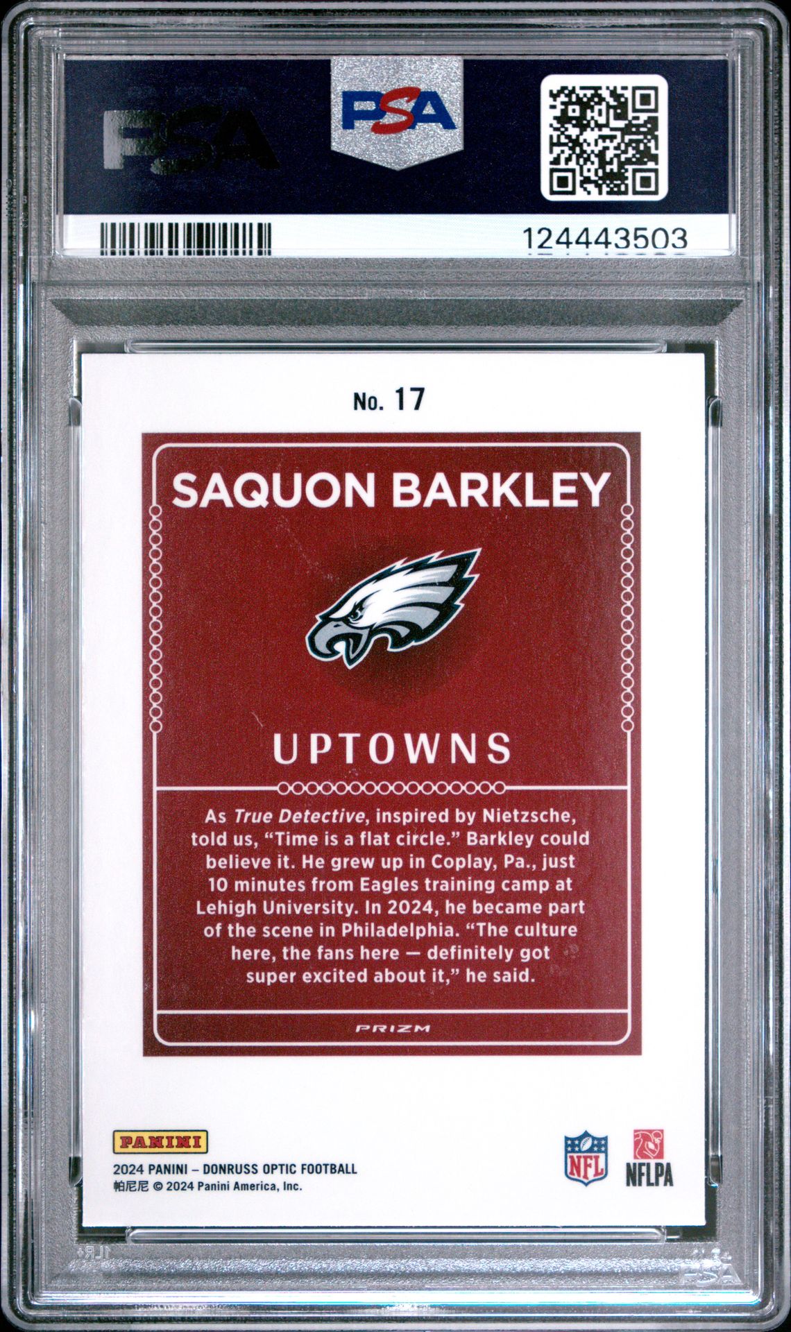 2024 Panini Donruss Optic Uptowns Saquon Barkley #17 Mint 9 back