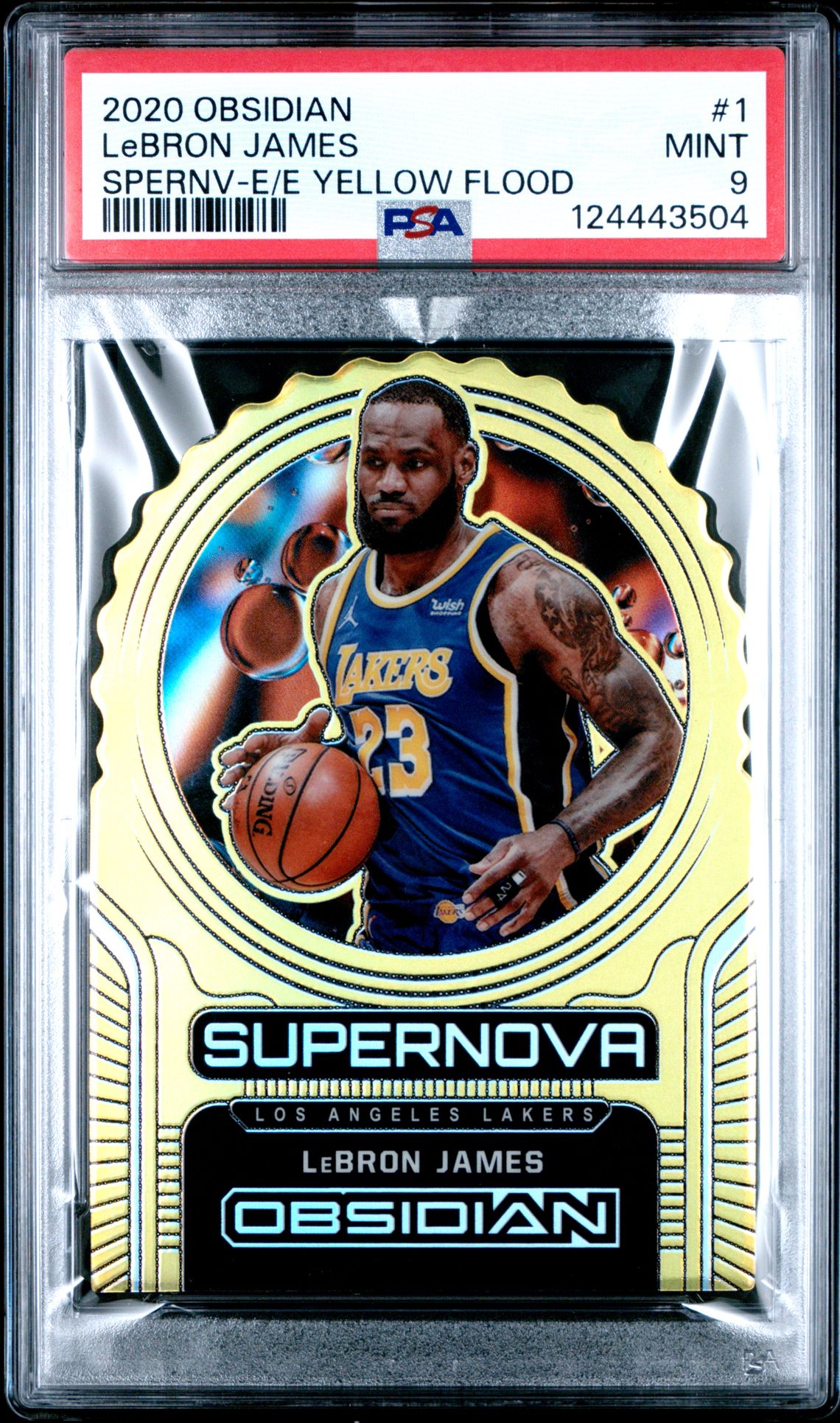 2020 Panini Obsidian Supernova Lebron James #1 (Spernv-E/E Yellow Flood) Mint 9 front