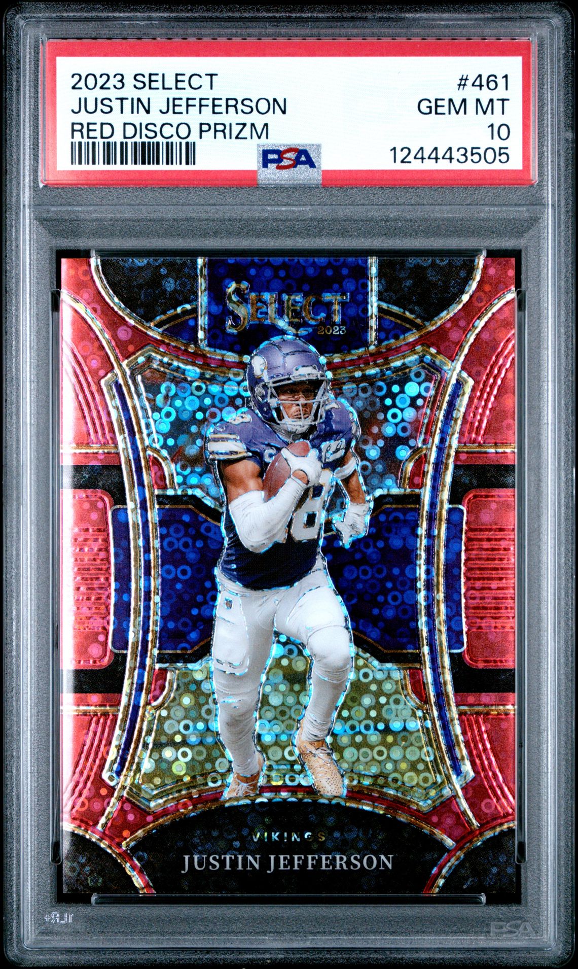 2023 Panini Select Justin Jefferson #461 (Red Disco Prizm) Gem Mt 10 front