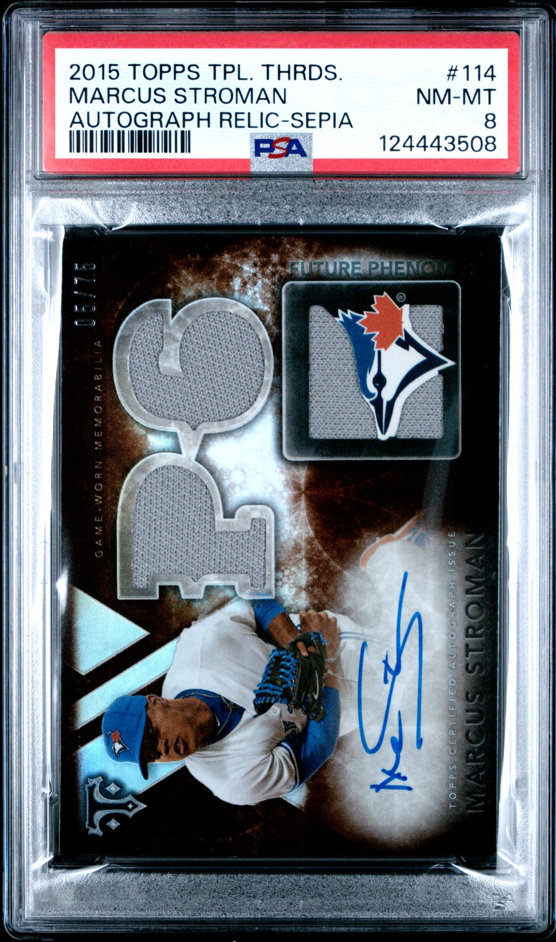 2015 Topps Triple Threads Marcus Stroman #114 (Autograph Relic-Sepia) Nm-Mt 8 front