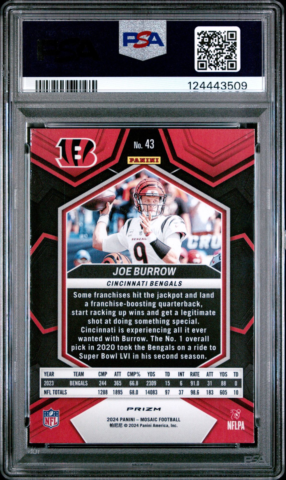 2024 Panini Mosaic Joe Burrow #43 (Green) Nm-Mt 8 back
