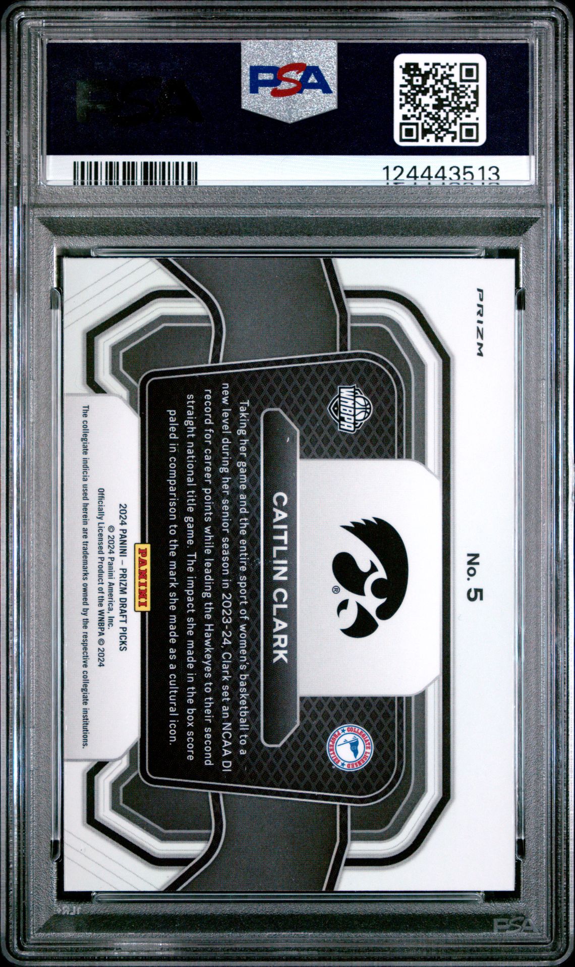 2024 Panini Prizm Draft Picks Campus Legends Caitlin Clark #5 (Campus Legend-Red Ice) Mint 9 back