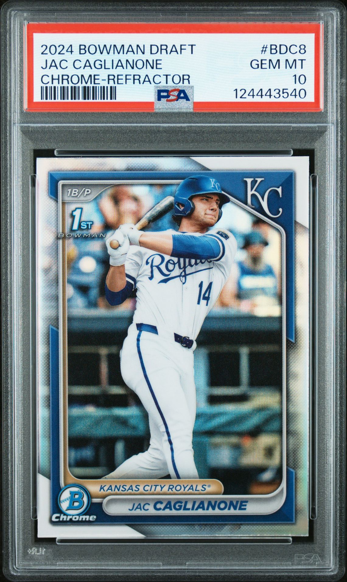 2024 Bowman Draft Jac Caglianone #Bdc8 (Chrome-Refractor) Gem Mt 10 front