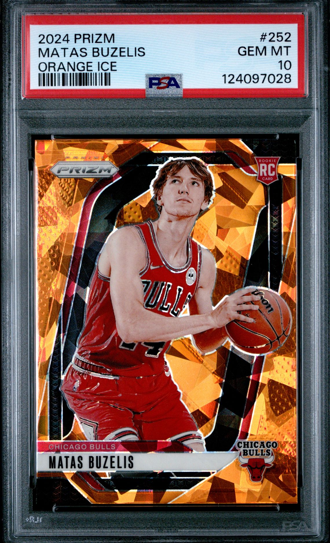 2024 Panini Prizm Matas Buzelis #252 (Orange Ice) Gem Mt 10 front