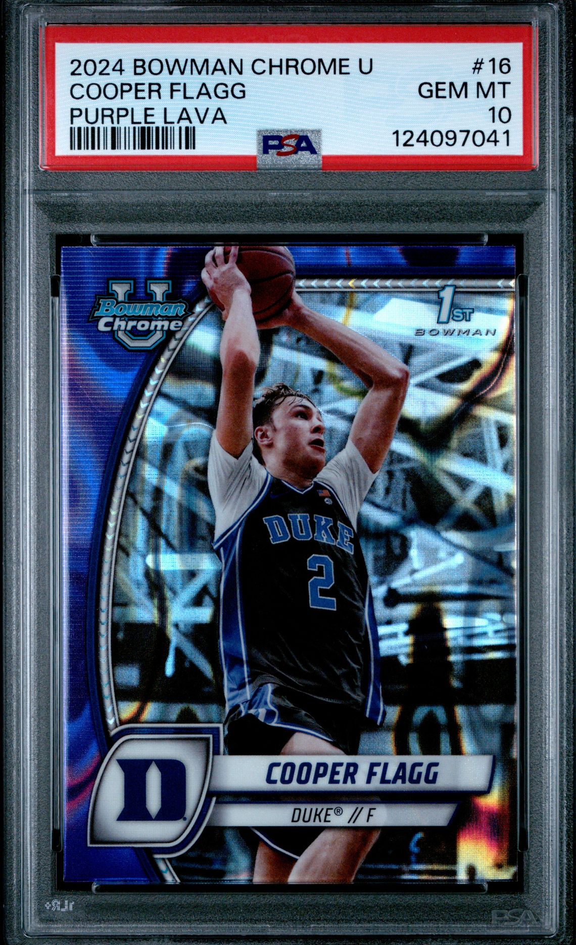 2024 Bowman Chrome University Cooper Flagg #16 (Purple Lava) Gem Mt 10 front