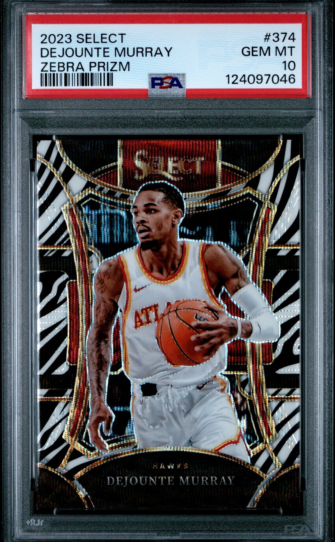 2023 Panini Select Dejounte Murray #374 (Zebra Prizm) Gem Mt 10 front
