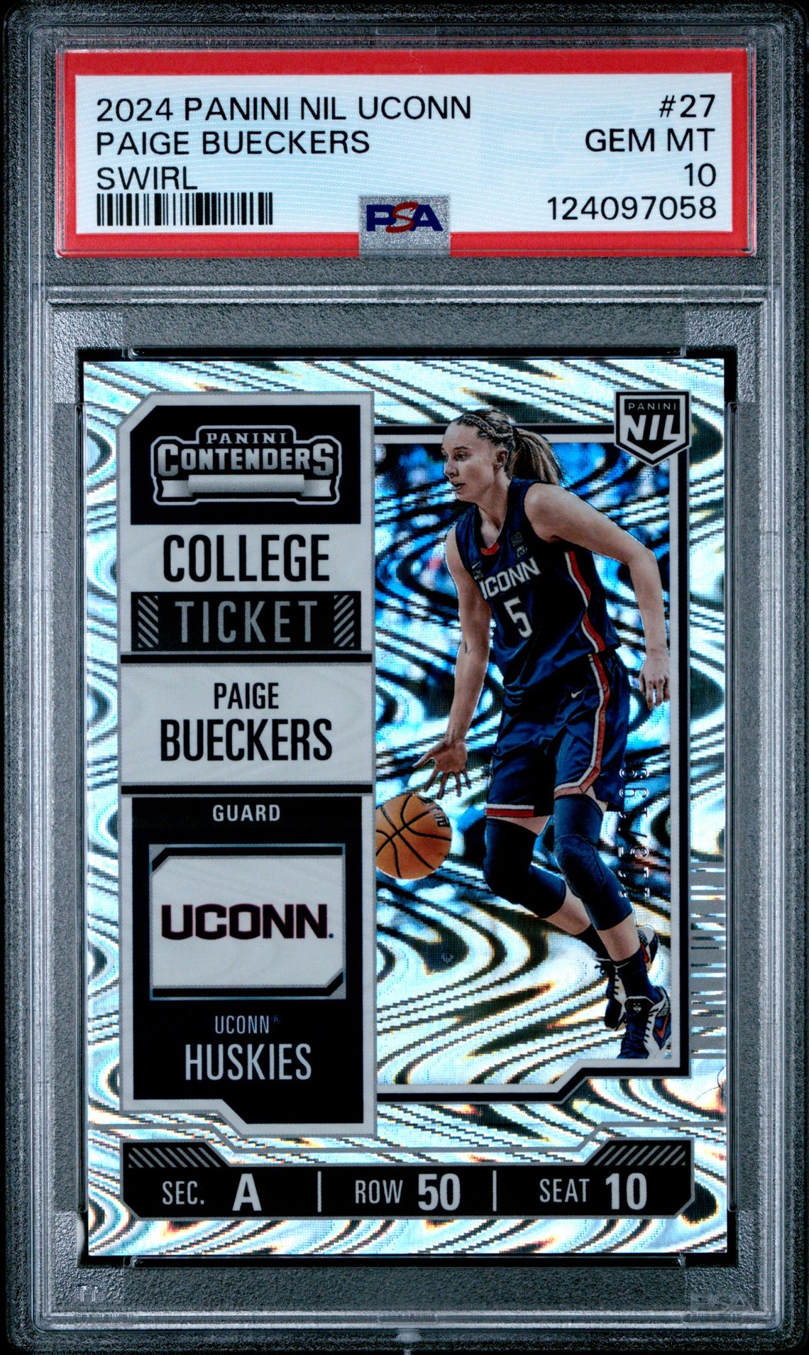 2024 Panini Nil Uconn Paige Bueckers #27 (Swirl) Gem Mt 10 front