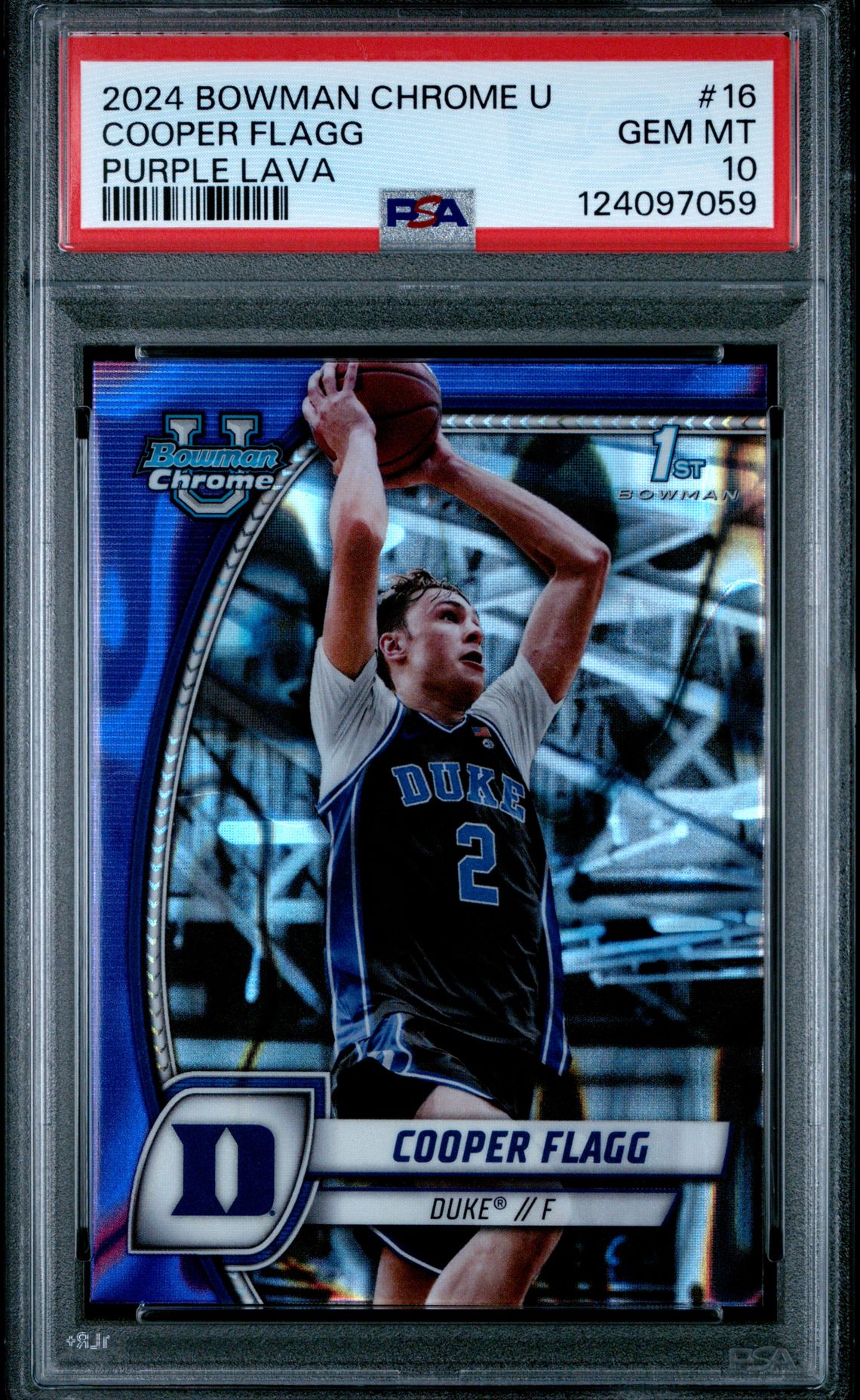 2024 Bowman Chrome University Cooper Flagg #16 (Purple Lava) Gem Mt 10 front