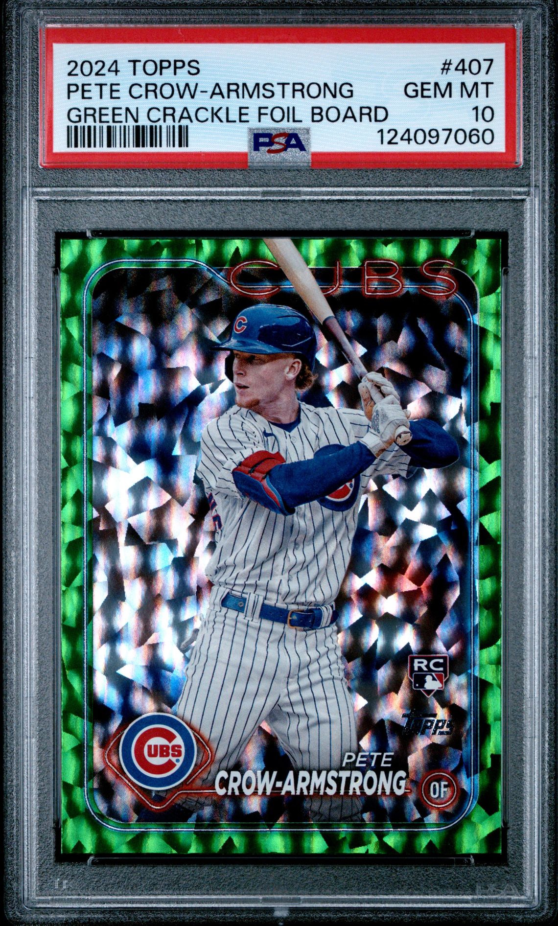 2024 Topps Pete Crow-Armstrong #407 (Green Crackle Foil Board) Gem Mt 10 front