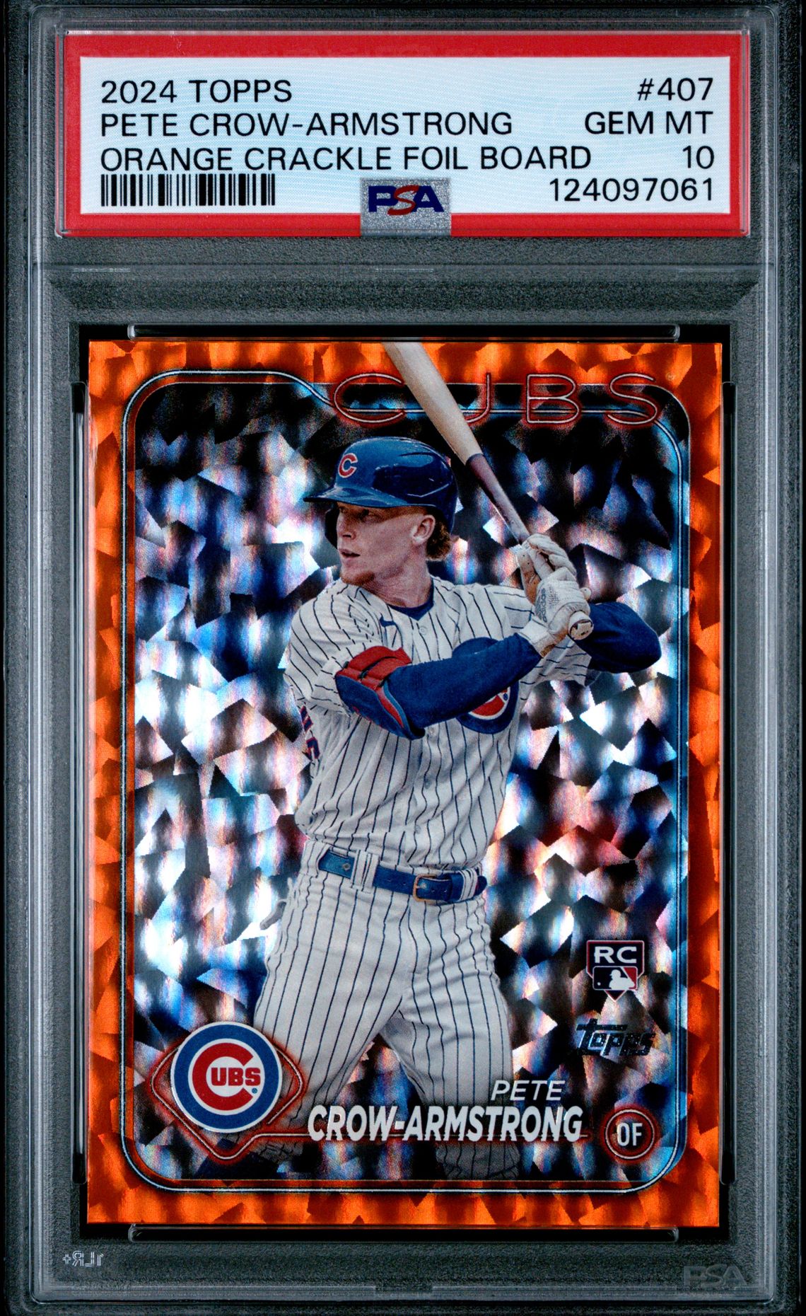 2024 Topps Pete Crow-Armstrong #407 (Orange Crackle Foil Board) Gem Mt 10 front