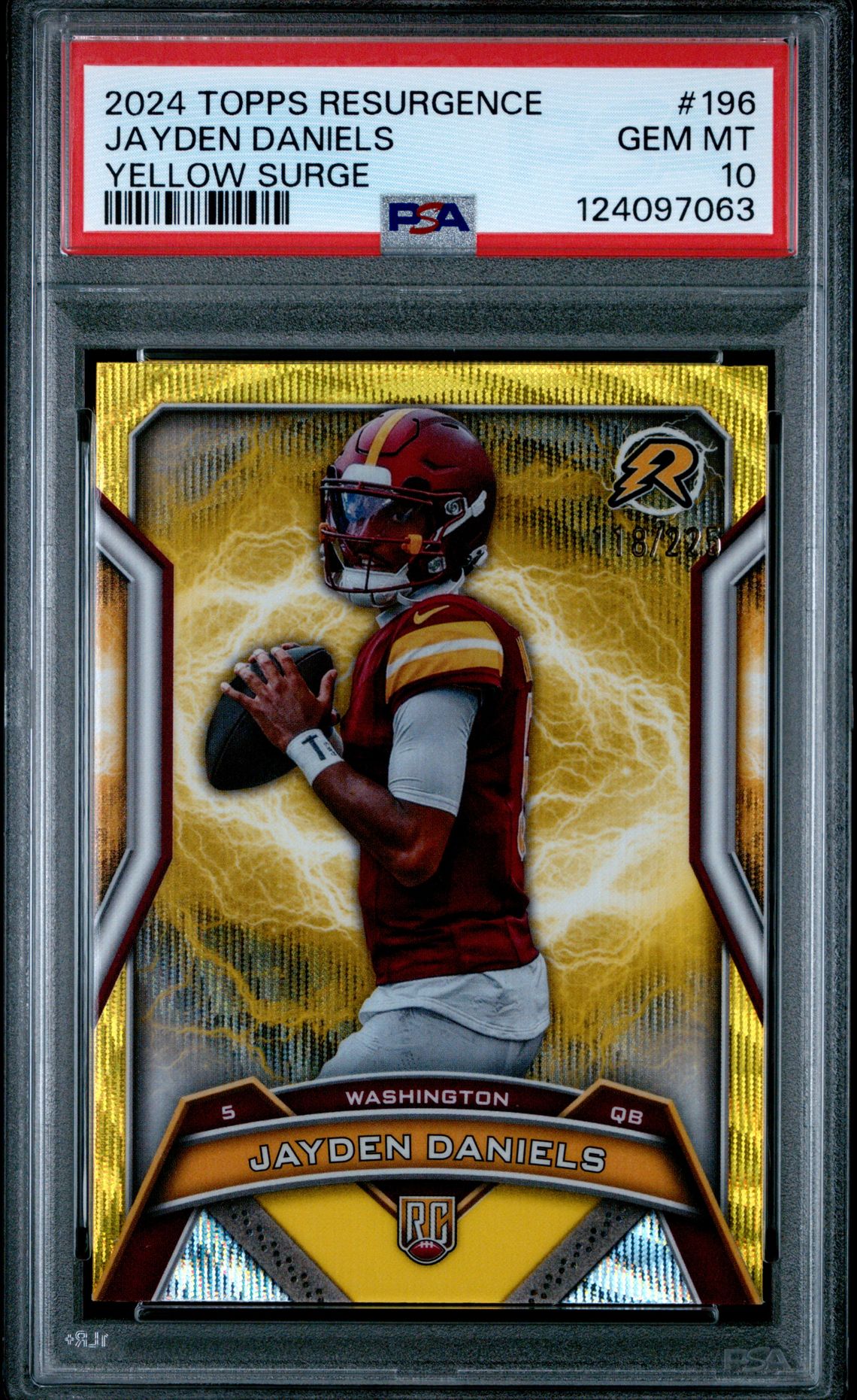 2024 Topps Resurgence Jayden Daniels #196 (Yellow Surge) Gem Mt 10 front