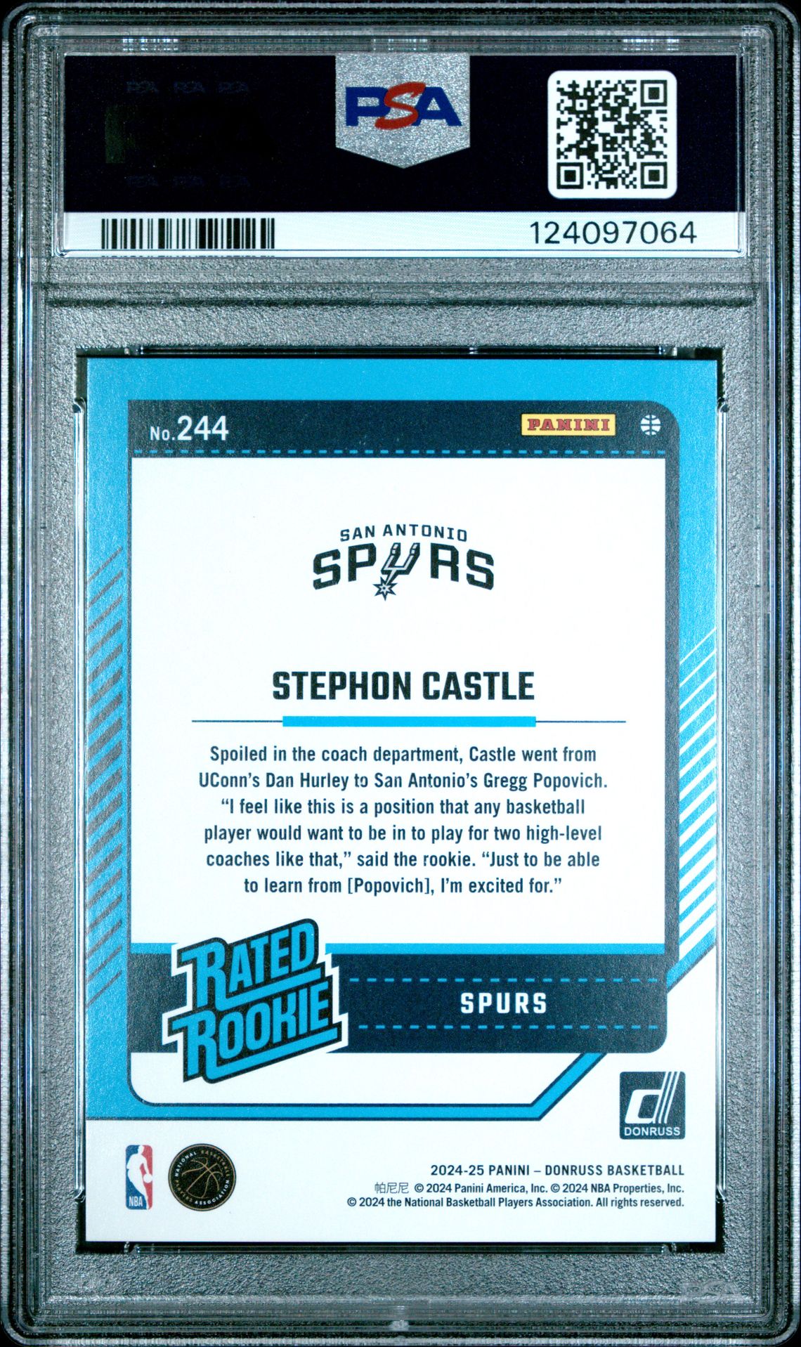 2024 Panini Donruss Stephon Castle #244 (Cubic) Mint 9 back