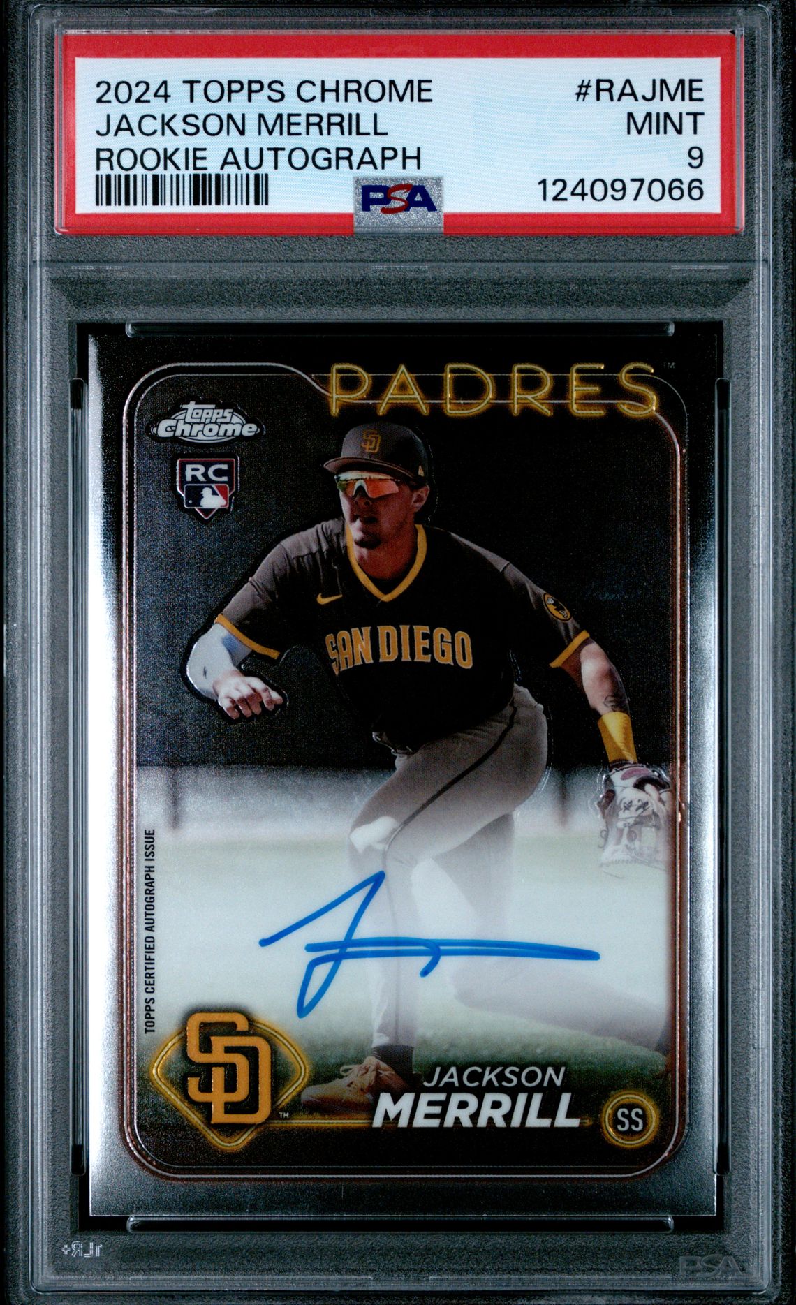 2024 Topps Chrome Rookie Autographs Jackson Merrill #Rajme Mint 9 front