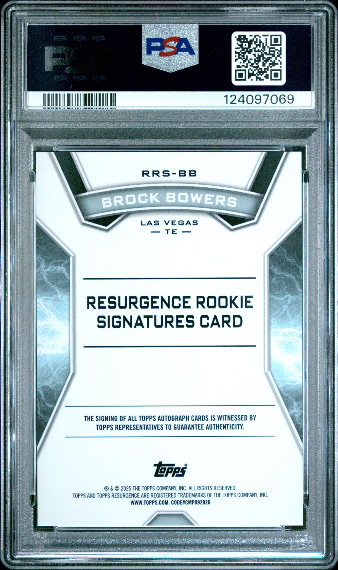 2024 Topps Resurgence Resurgence Rookie Signatures Brock Bowers #Rrsbb (Resurgence Rookie Signature) Gem Mt 10 back