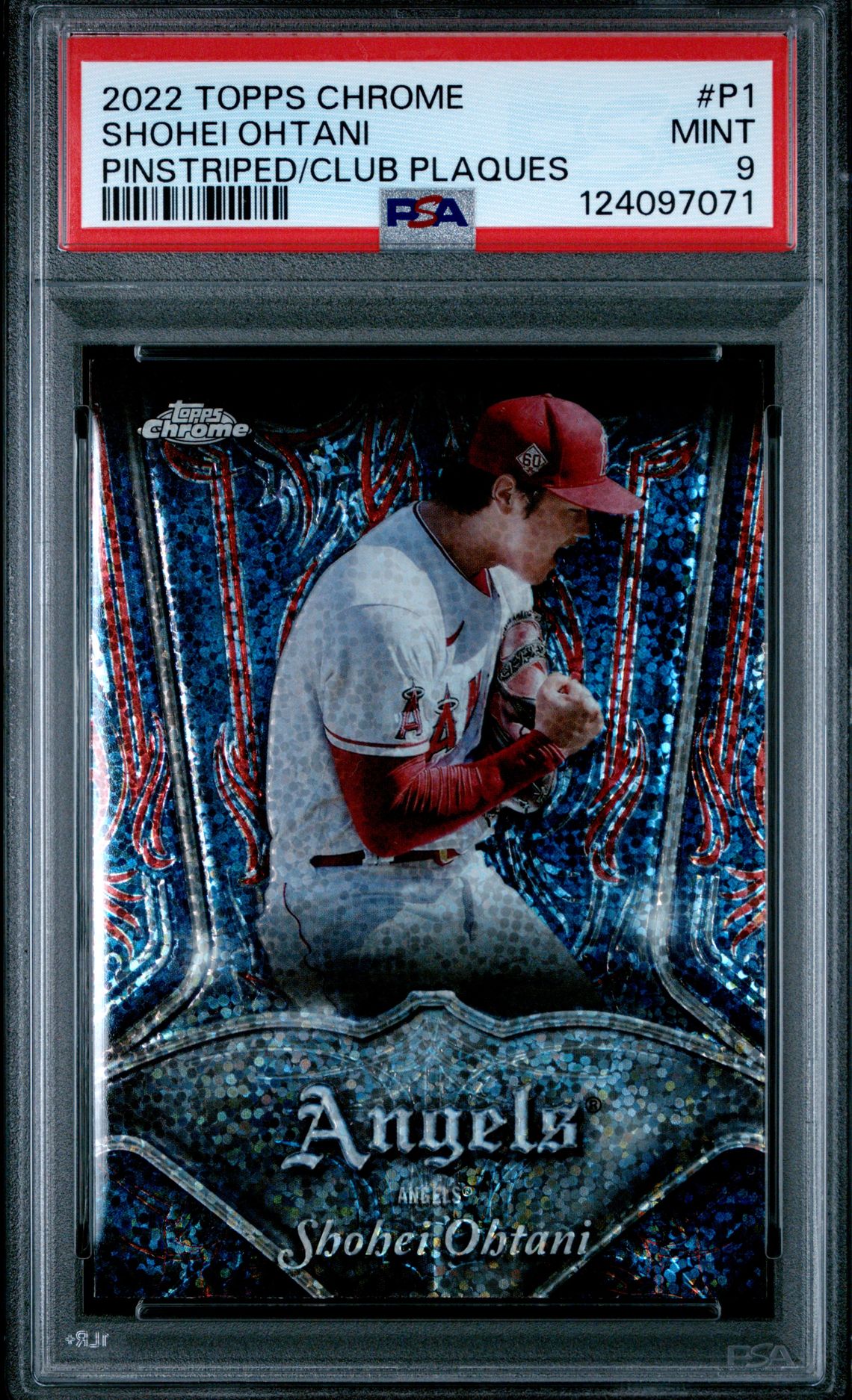 2022 Topps Chrome Pinstriped/Club Plaques Shohei Ohtani #P1 (Pinstriped/Club Plaques) Mint 9 front