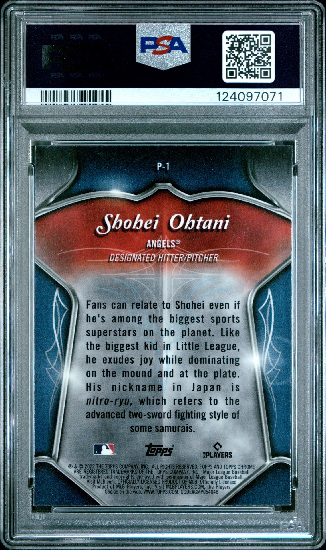 2022 Topps Chrome Pinstriped/Club Plaques Shohei Ohtani #P1 (Pinstriped/Club Plaques) Mint 9 back