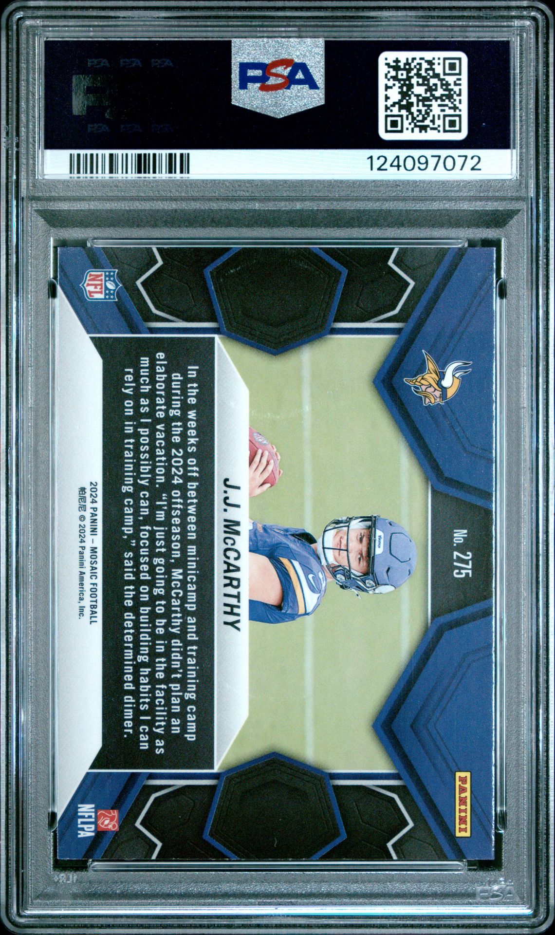 2024 Panini Mosaic Jj Mccarthy #275 Gem Mt 10 back