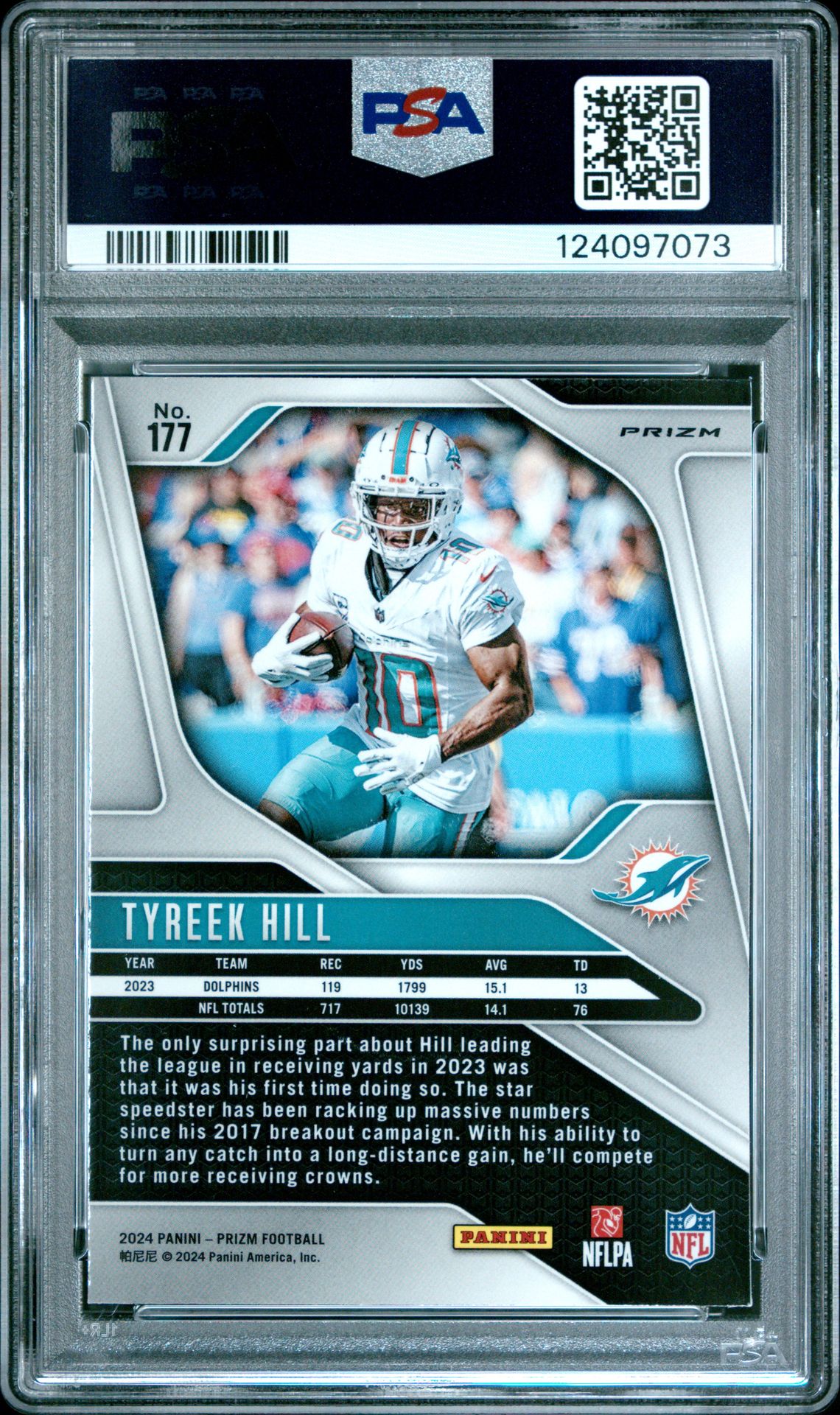 2024 Panini Prizm Tyreek Hill #177 (Lazer Prizm) Mint 9 back