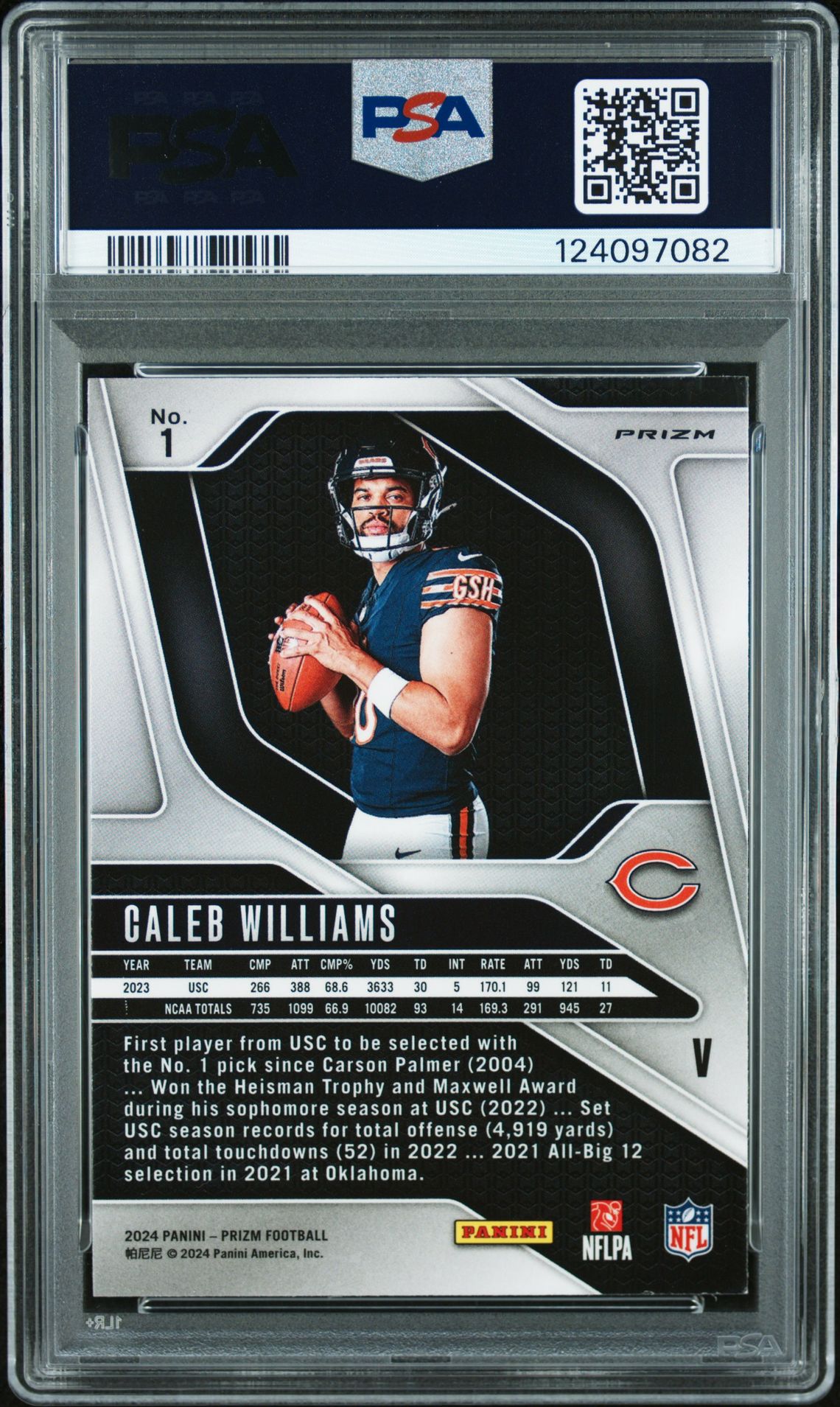 2024 Panini Prizm Rookie Variation Caleb Williams #1 Mint 9 back