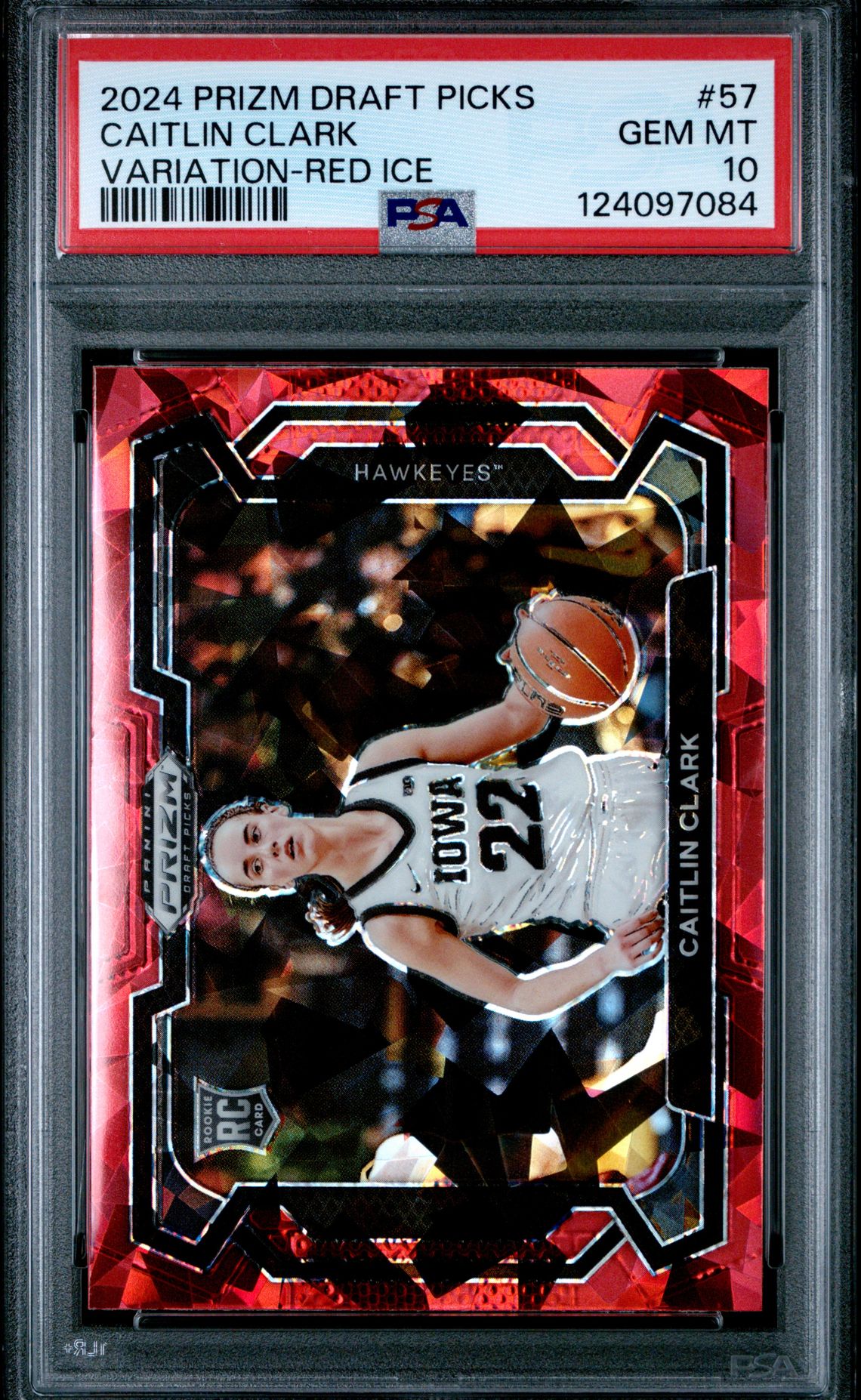2024 PANINI PRIZM DRAFT PICKS CAITLIN CLARK VARIATION-RED ICE 57 GEM MT 10 front