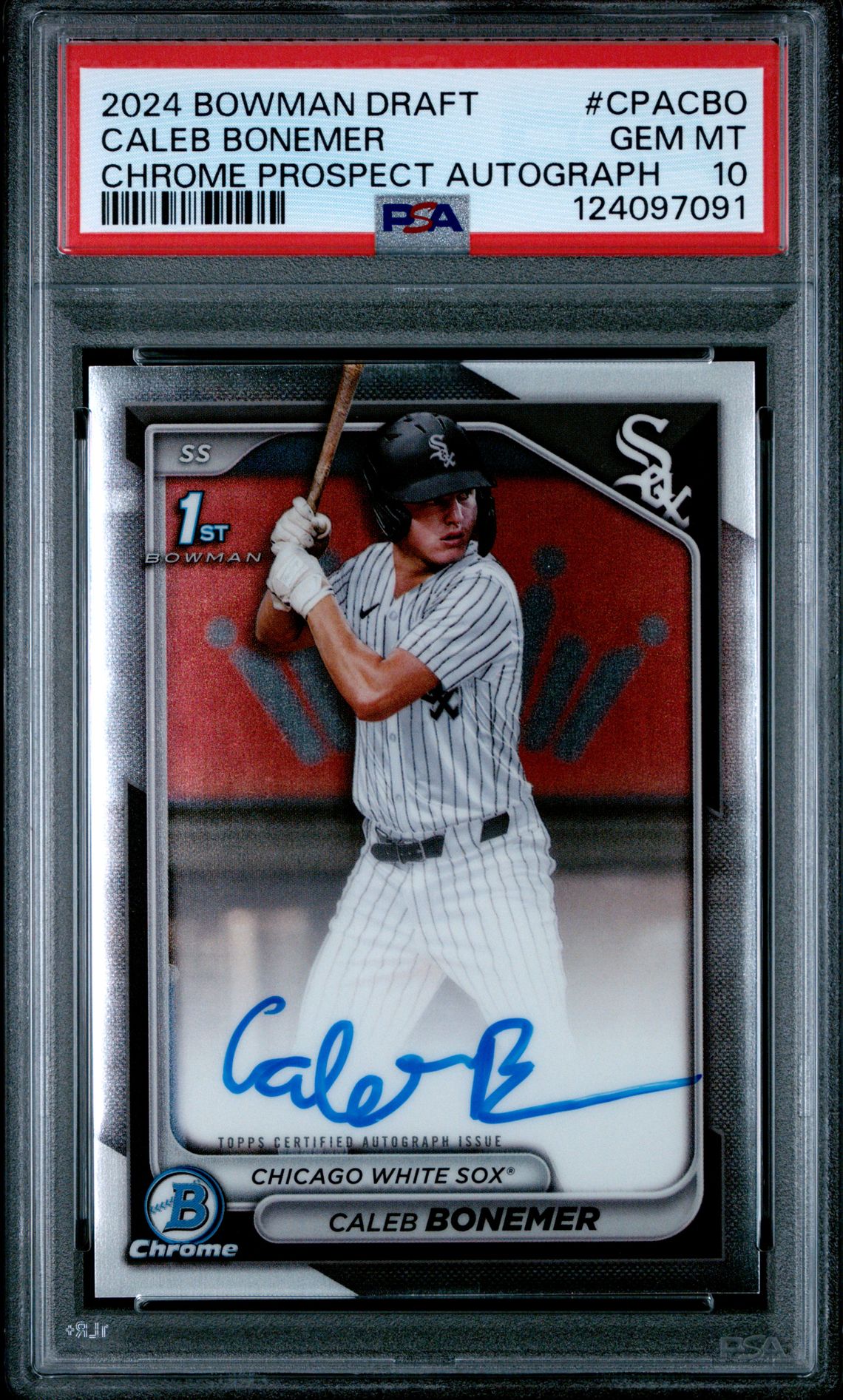 2024 Bowman Draft Chrome Prospect Autographs Caleb Bonemer #Cpacbo Gem Mt 10 front