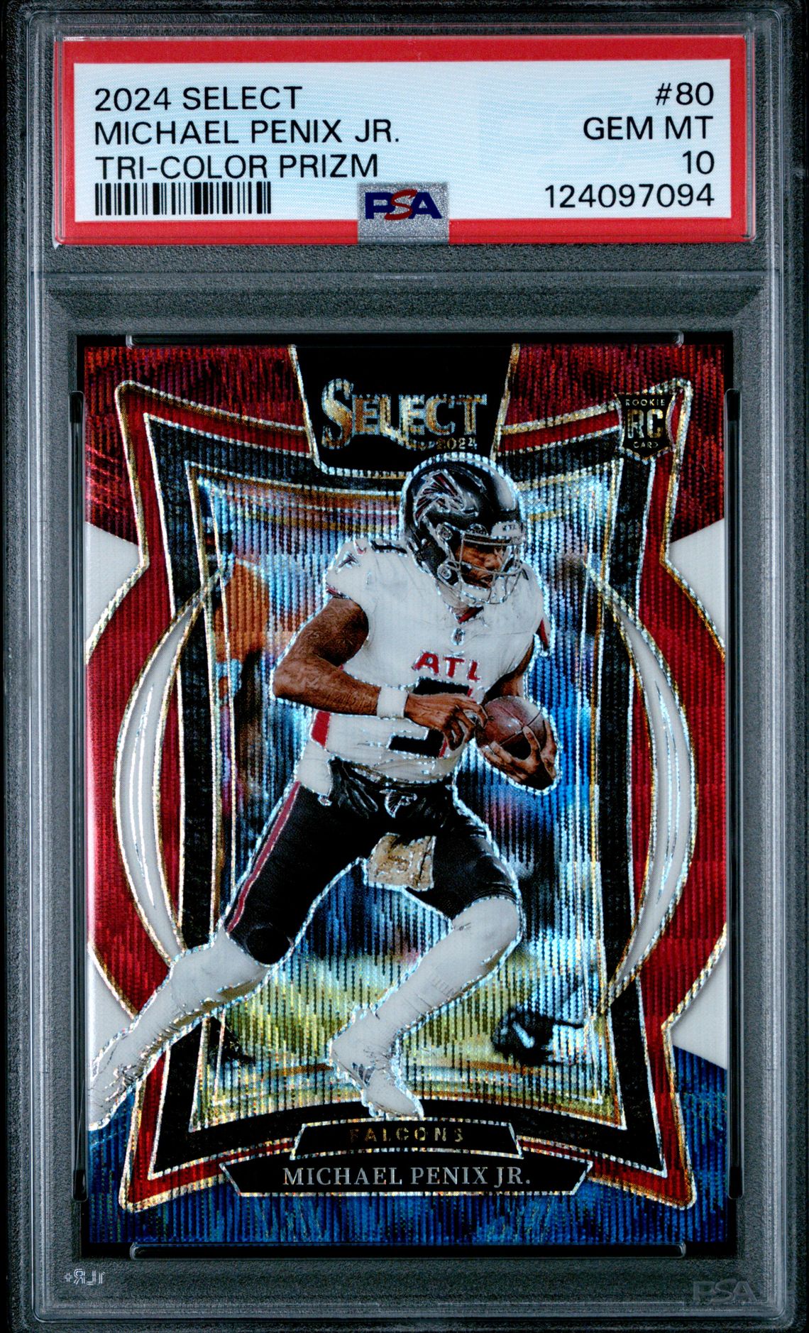 2024 Panini Select Michael Penix Jr. #80 (Tri-Color Prizm) Gem Mt 10 front