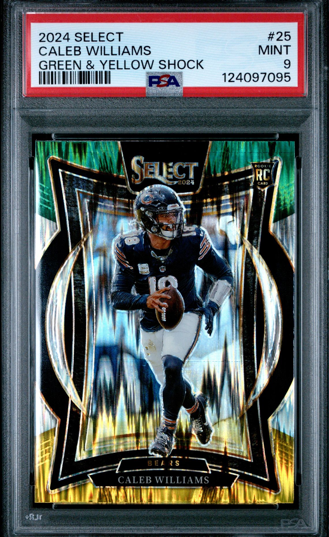 2024 Panini Select Caleb Williams #25 (Green & Yellow Shock) Mint 9 front
