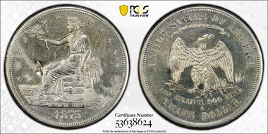 1875-S T$1 Chopmarked N1